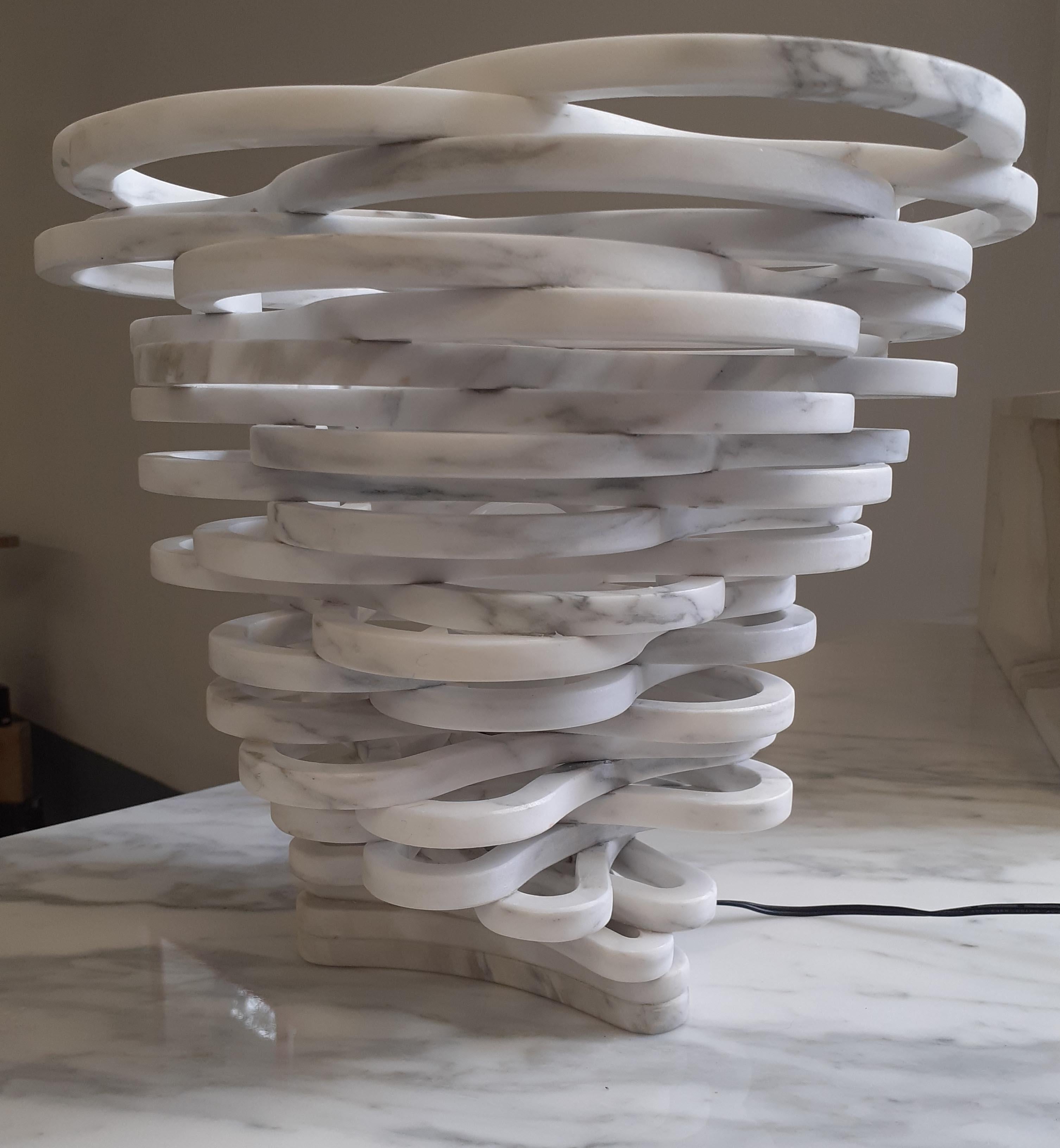 Table led lamp in white marble Carrara designed by Paolo Ullian.

Size: Diameter cm 30 x height 26
Materials: White Carrara
Designer: Paolo Ullian
Power supply: 12V Led lighting

Designer: Paolo Ullian.
 
 