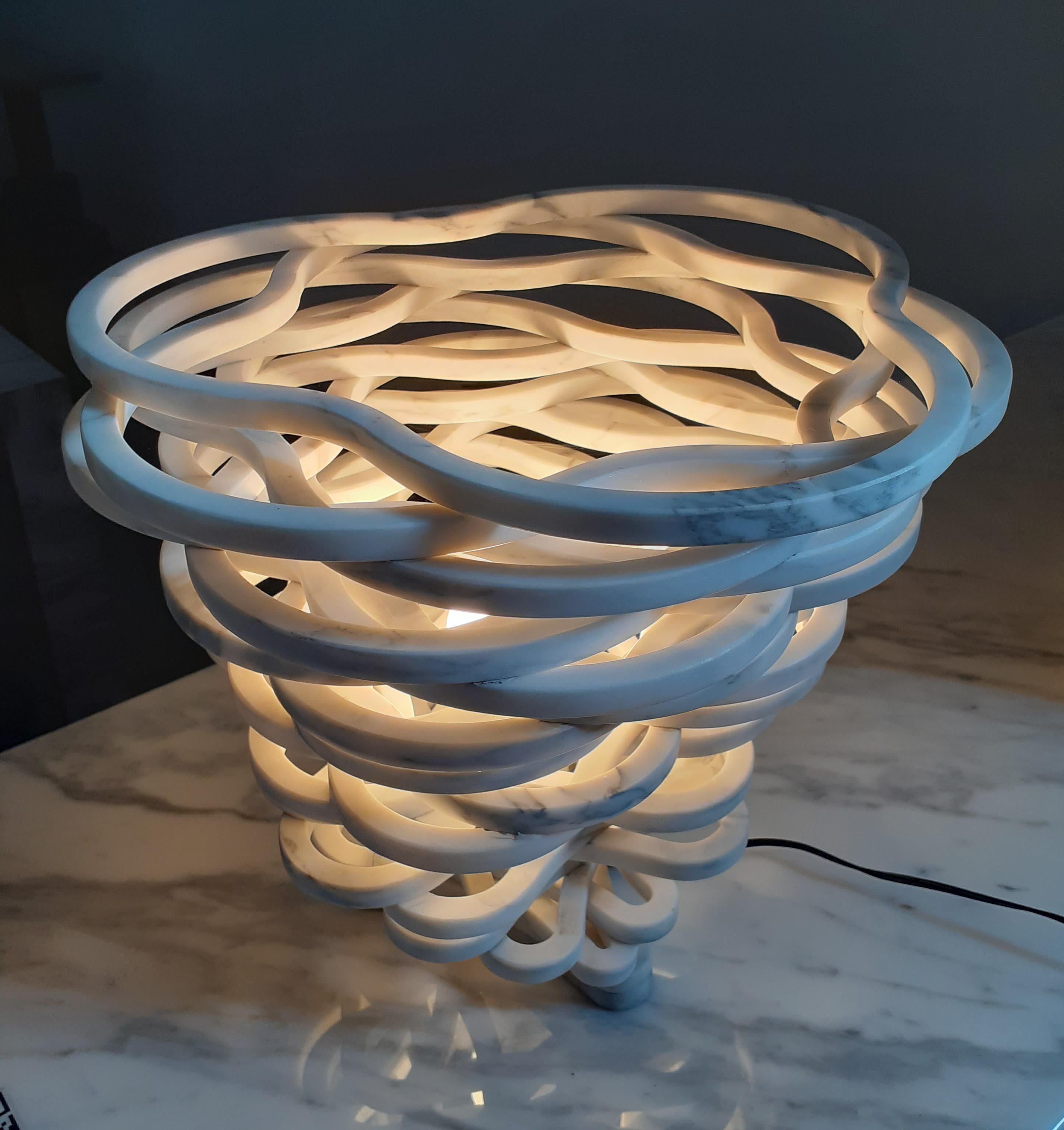 21st Century by Paolo Ullian Annika Table Lamp in White Marble Carrara In New Condition For Sale In massa, IT