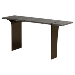21st Century by Pelizzari Studio Amani Grey Marble Consolle Satin Bronze Legs