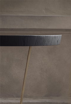 21st Century by Pelizzari Studio Black Oak Wood Table Etched Brass Legs