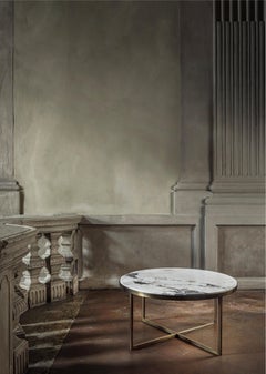 21st Century by Pelizzari Studio Calacatta Coffee Table Natural Brass Legs