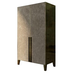 21st Century by Pelizzari Studio Etched Brass Sideboard Alcantara Doors