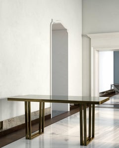 21st Century by Pelizzari Studio Etched Brass Table Top Laquered Glass