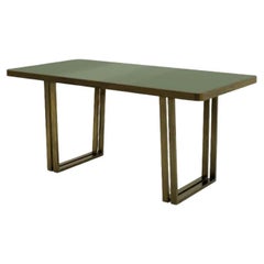 21st Century by Pelizzari Studio Etched Brass Table Top Laquered Glass