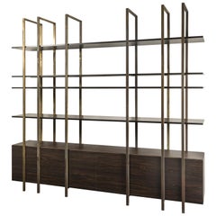 21st Century by Pelizzari Studio Makassar Ebony Bookcase Etched Brass Legs