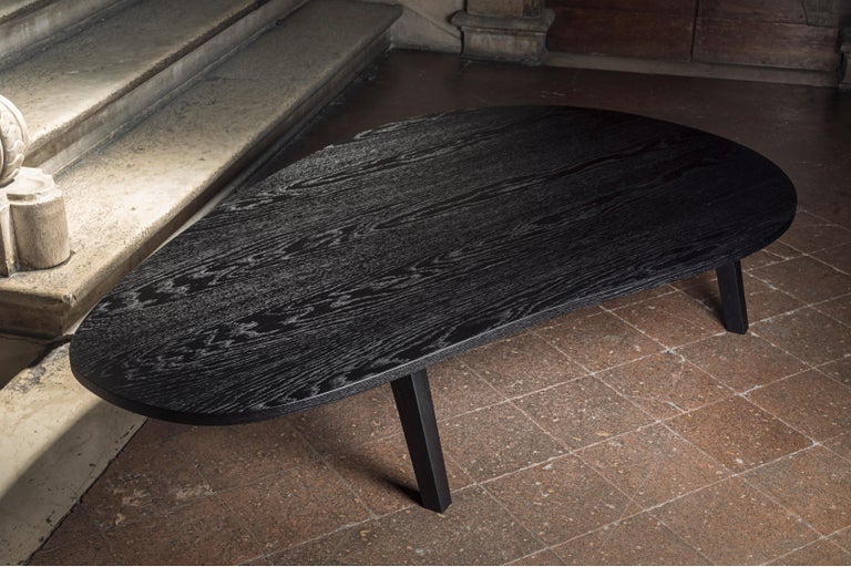 Italian 21st Century by Pelizzari Studio Oak Wood Coffee Table Black For Sale