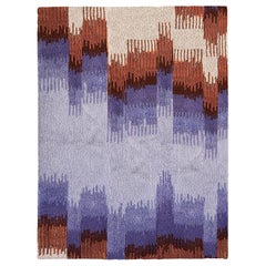 Epoca Due Rug Royal-blue and Brick 100% Wool by Portego