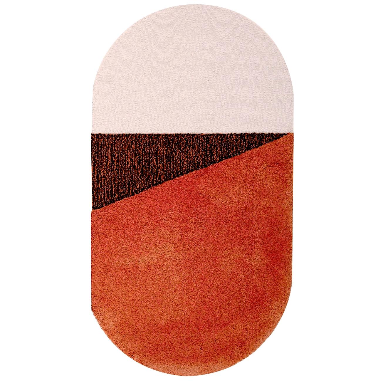Tapis OCI M Right 100 % laine / brique corail rose pastel par Portego en vente