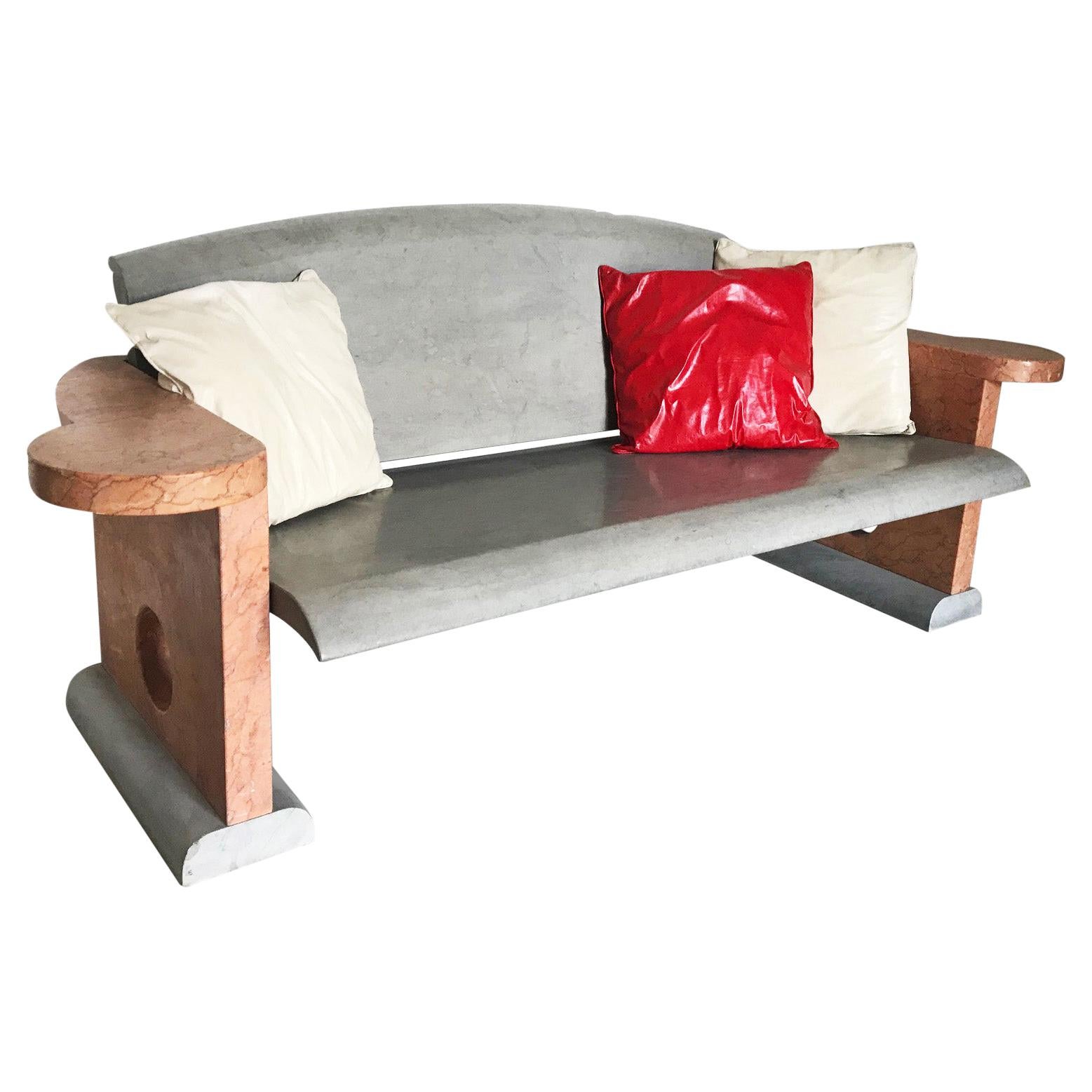 21st Century by S.Asti "DIVANO POLICROMO 1" Indoor/Outdoor Marble Bench For Sale