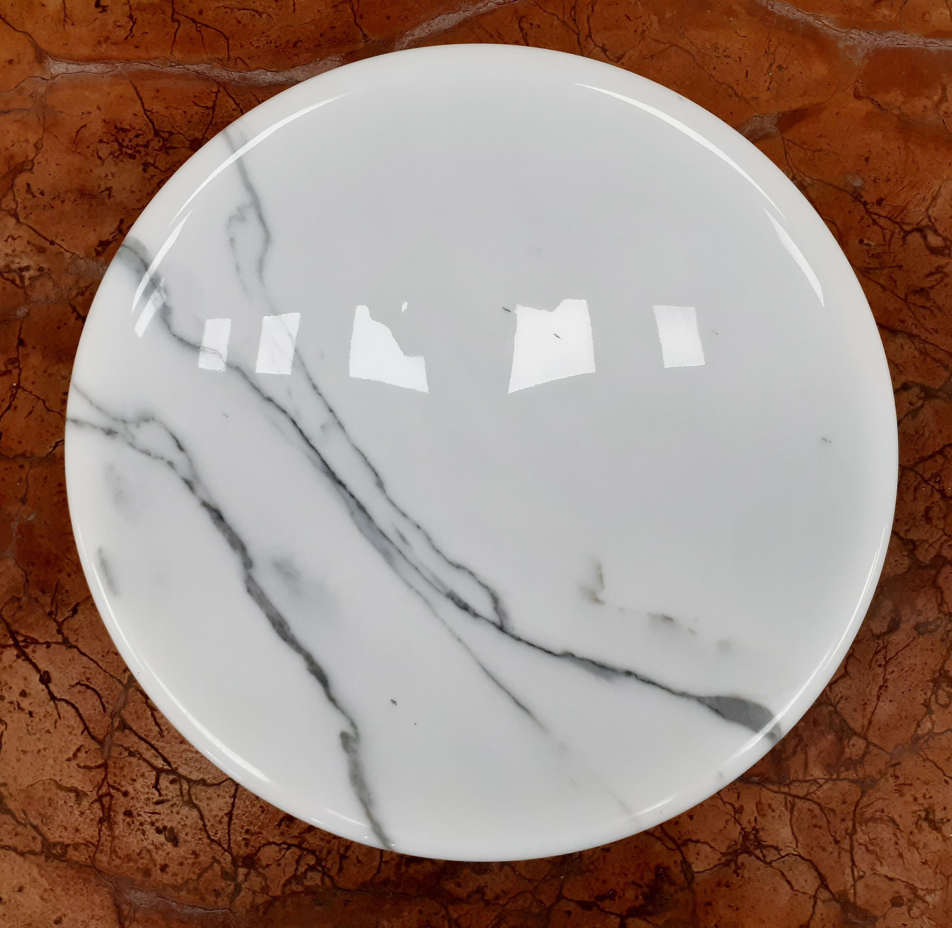 Italian 21st Century by Sergio Asti Marble Fruit Bowl Centerpiece in White Carrara For Sale