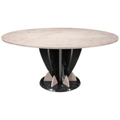 Table en marbre Sergio Asti du 21e siècle en rose Portugal et Marquina noire