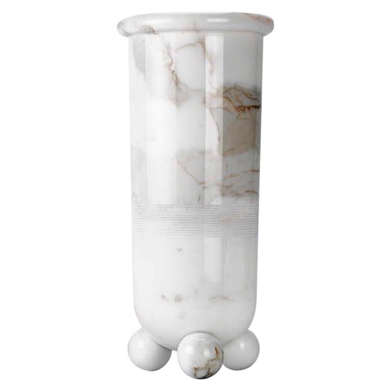 21st Century by Sergio Asti Sculpture Marble Vase in White Carrara and Calacatta For Sale