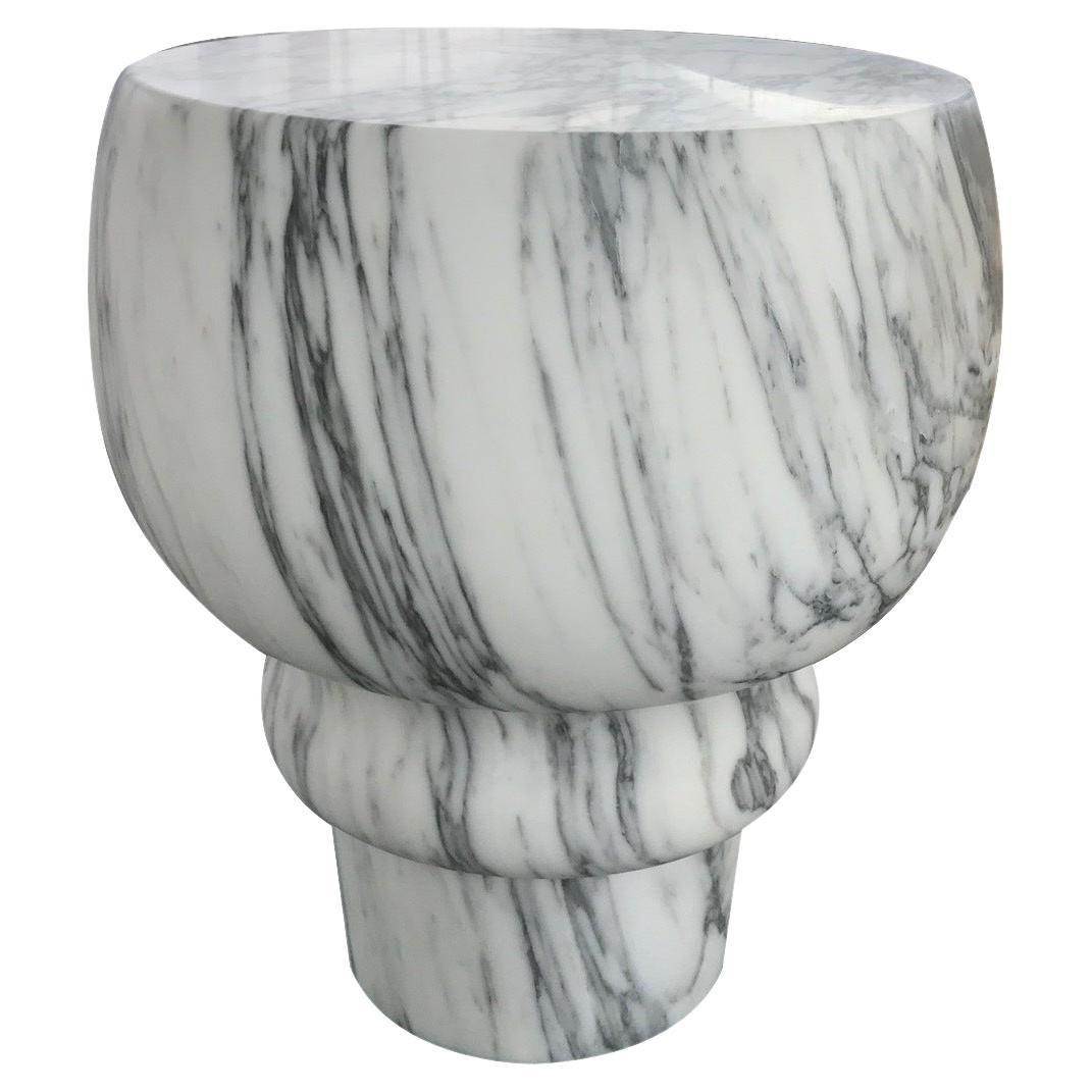 21st Century by Tarek Merlin "Wentworth"  Spun Stools in White Carrara Marble