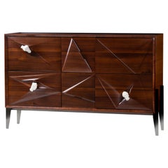 21st Century Ca Nova Sideboard, Walnut and Porcelain, Made in Italy by Hebanon