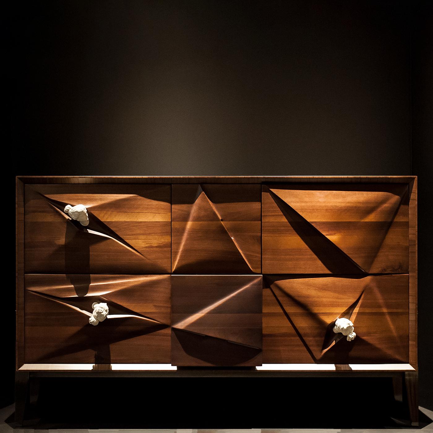 21st Century Ca Nova Sideboard, Walnut and Porcelain, Made in Italy by Hebanon In New Condition For Sale In Nocera Superiore, Campania