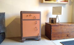 21st Century Cabinet-Sculpture Contemporary Brown-Orange in Wood and Resin