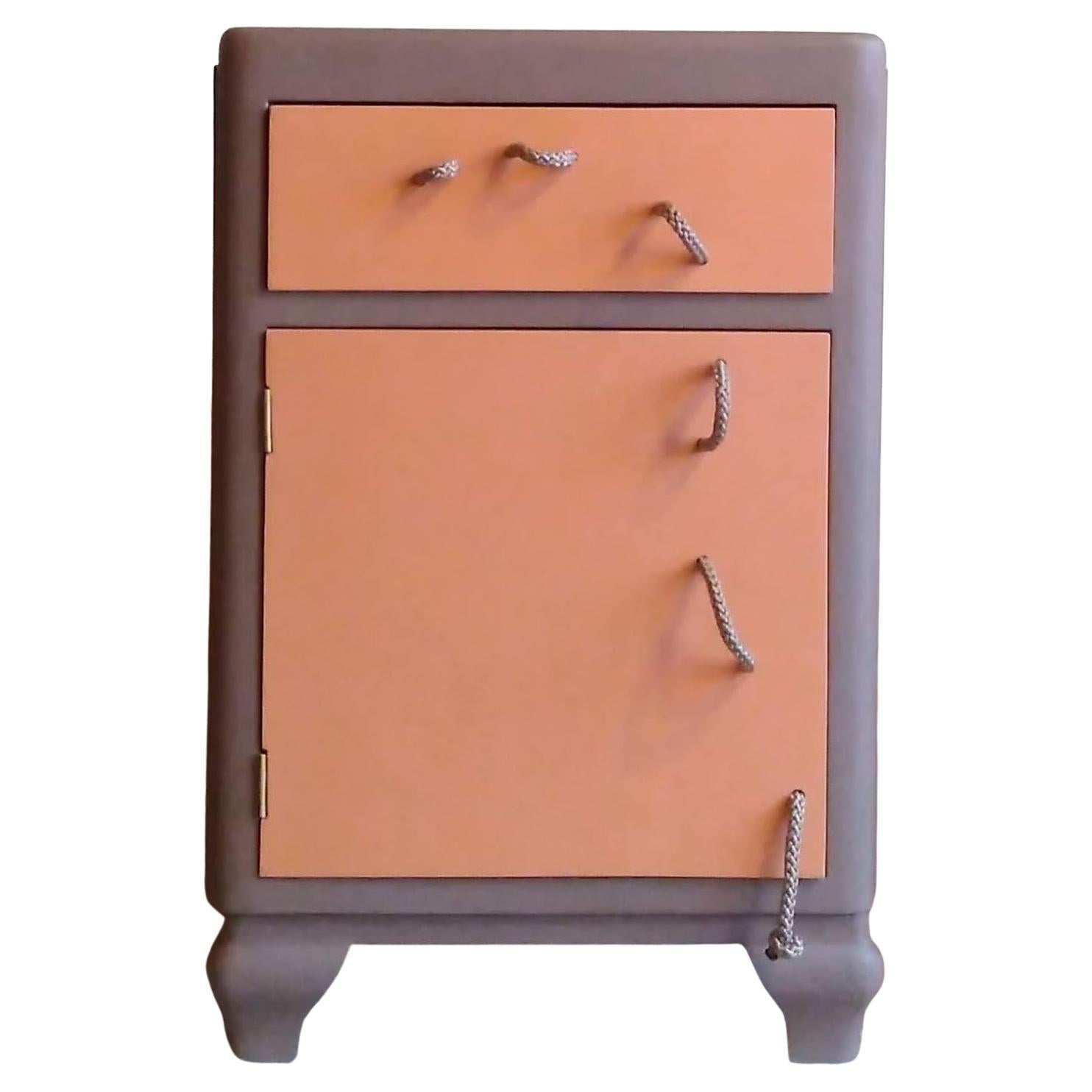 21st Century Cabinet-Sculpture Contemporary Brown-Orange in Wood and Resin