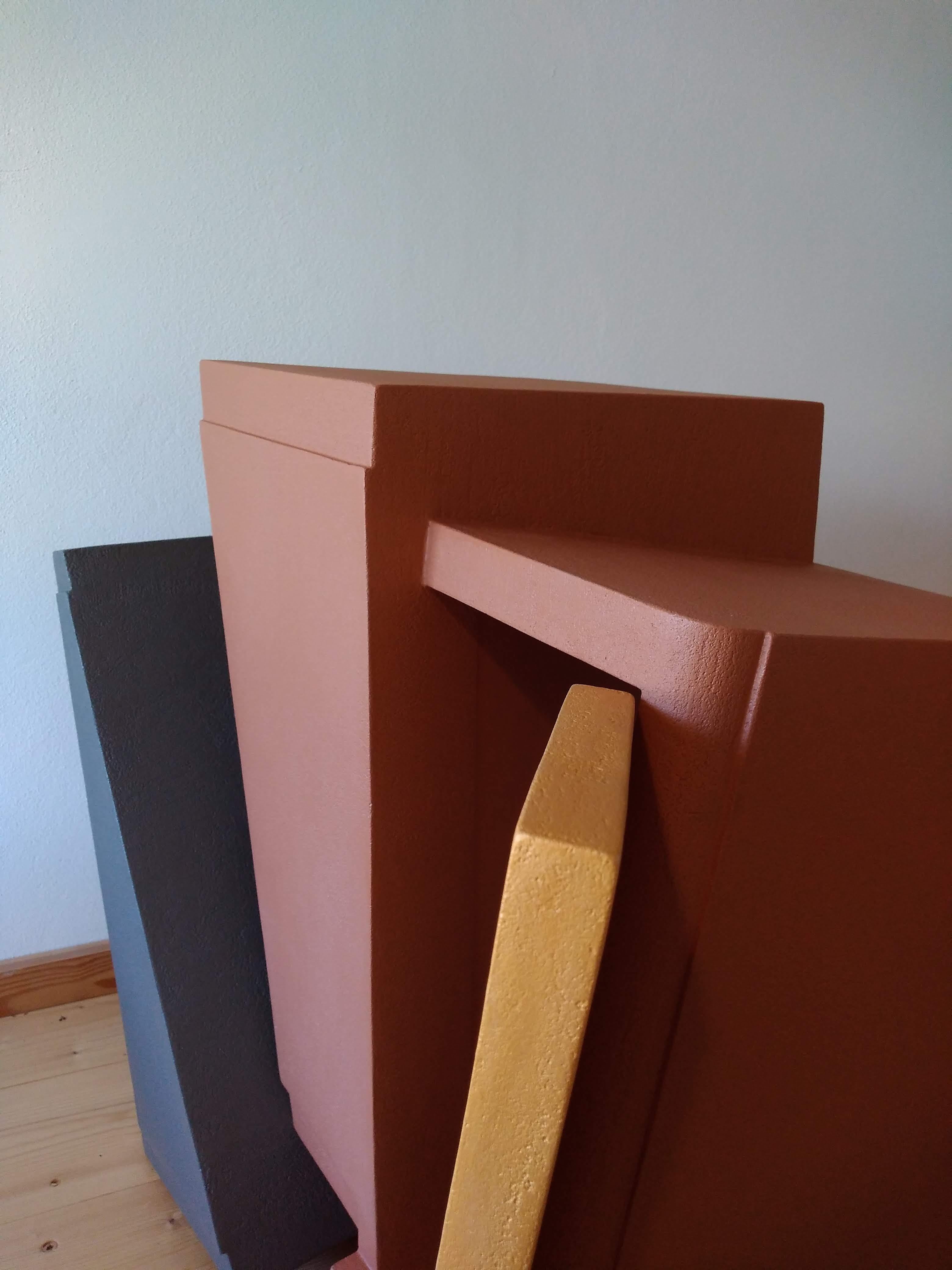 Cabinet-Sculpture du 21ème siècle Contemporary Gold, Grey, Ginger in Wood-Resin Bon état - En vente à Budoia, IT
