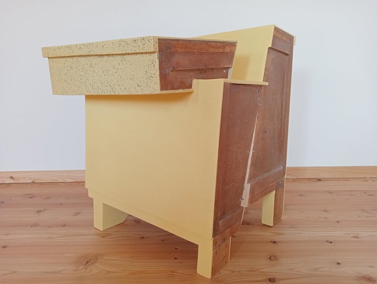 21st Century Cabinet-Sculpture Contemporary Green-Yellow Colors in Wood-Resin For Sale 6