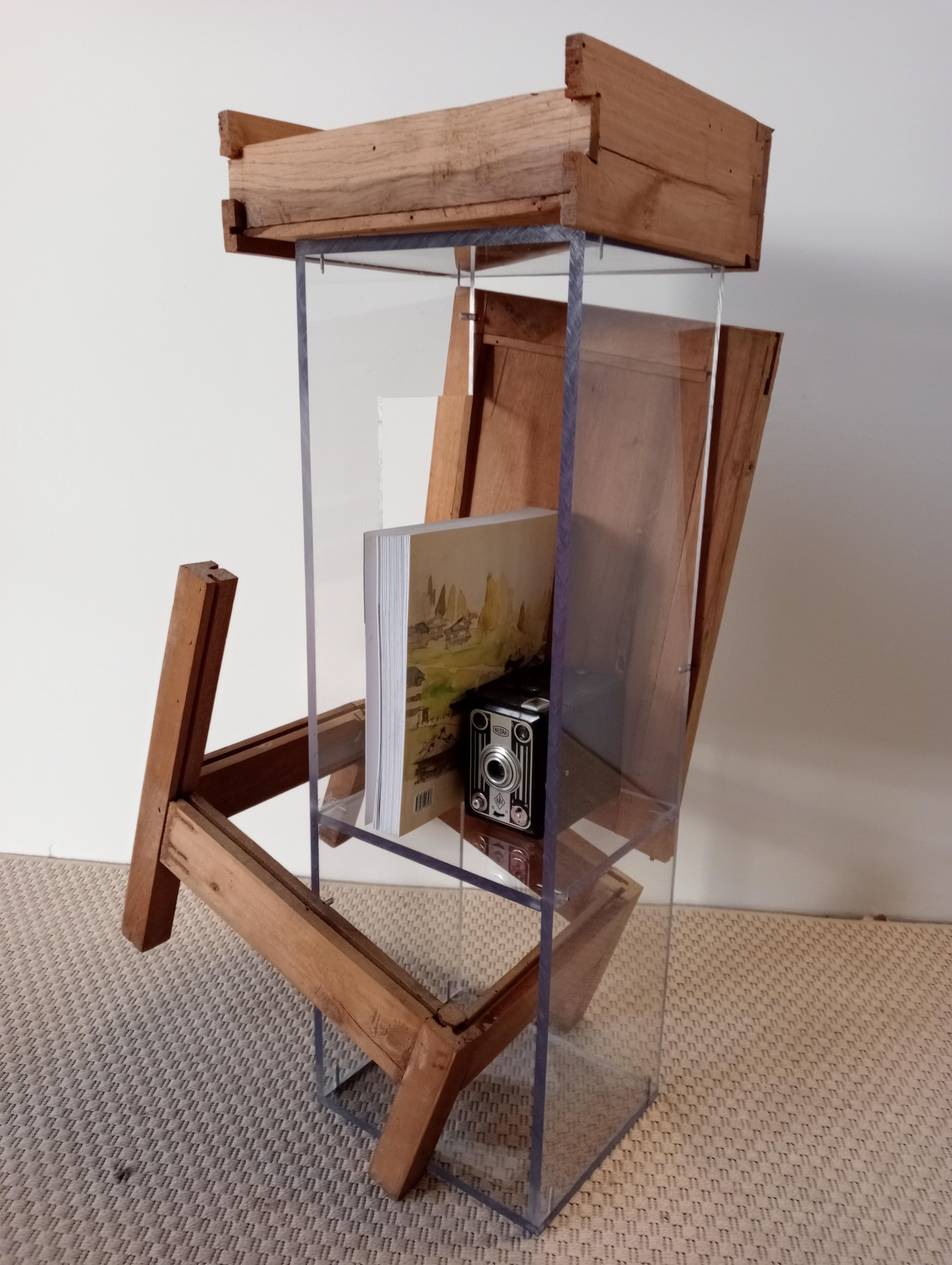 21st Century Cabinet Sculpture Contemporary Italian Design Wood & Plexiglass For Sale 6