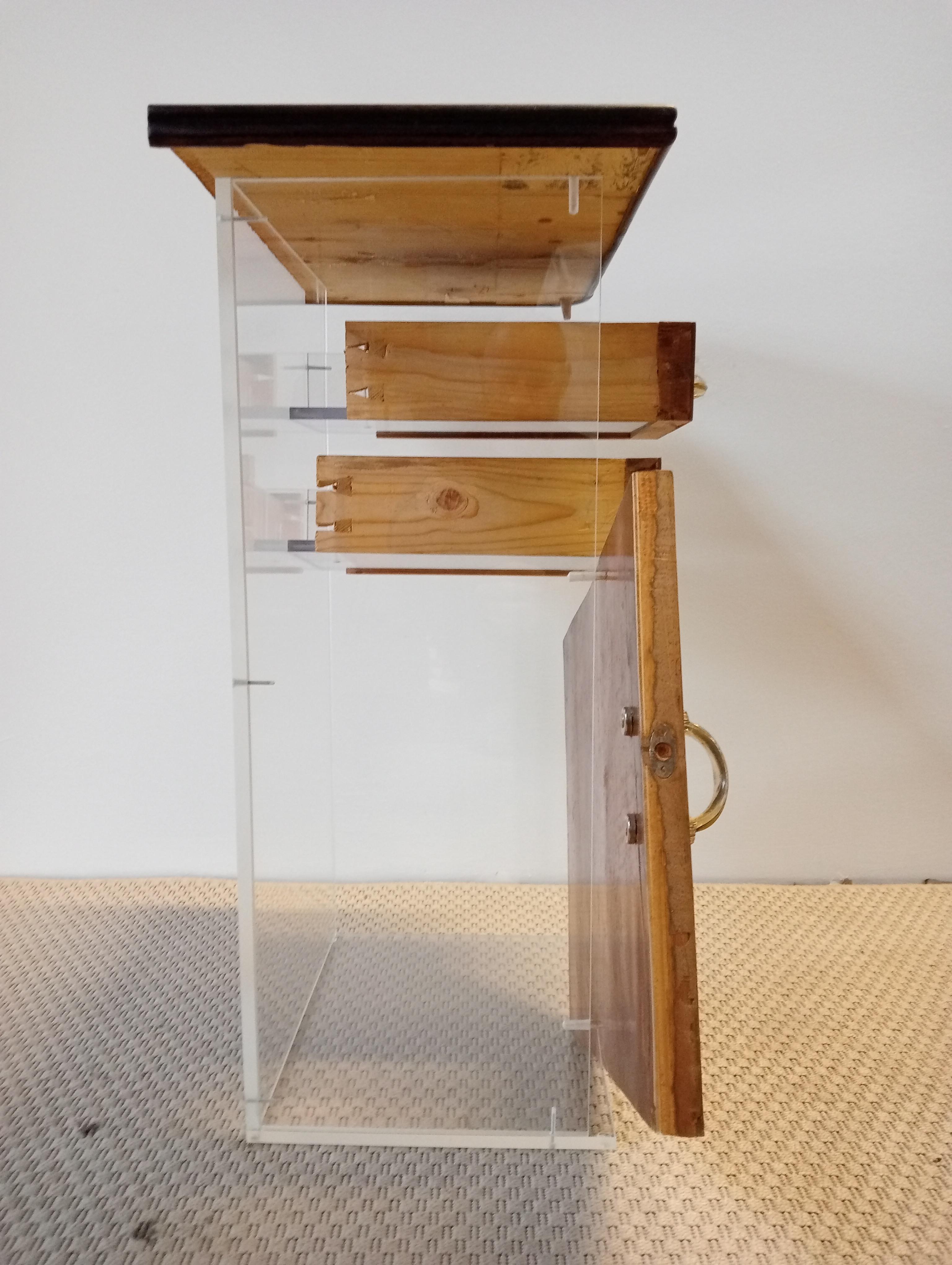 21st Century Cabinet Sculpture Contemporary Italian Design Wood & Plexiglass For Sale 6