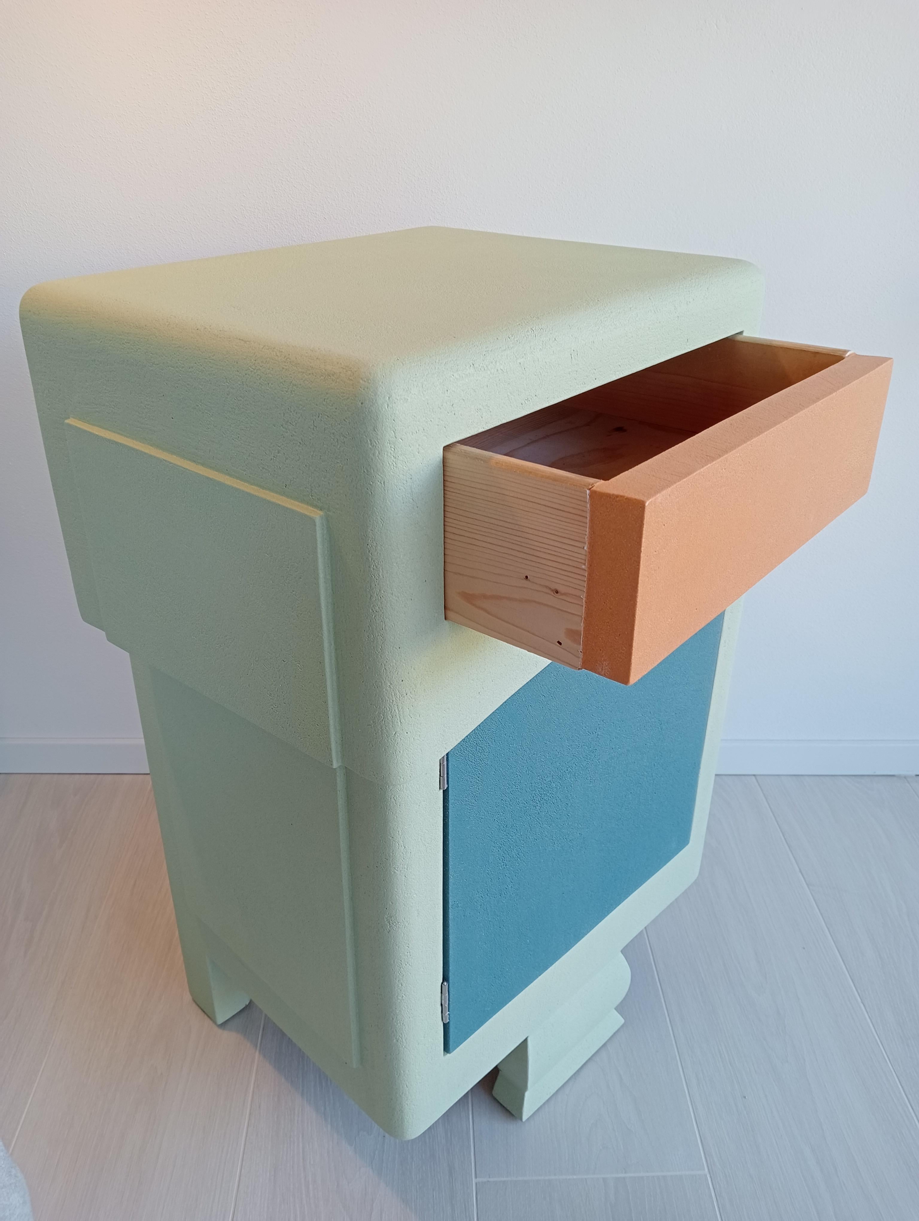 Organic Modern 21st Century Cabinet Sculpture Italian Contemporary Design Coloured Wood Resin For Sale