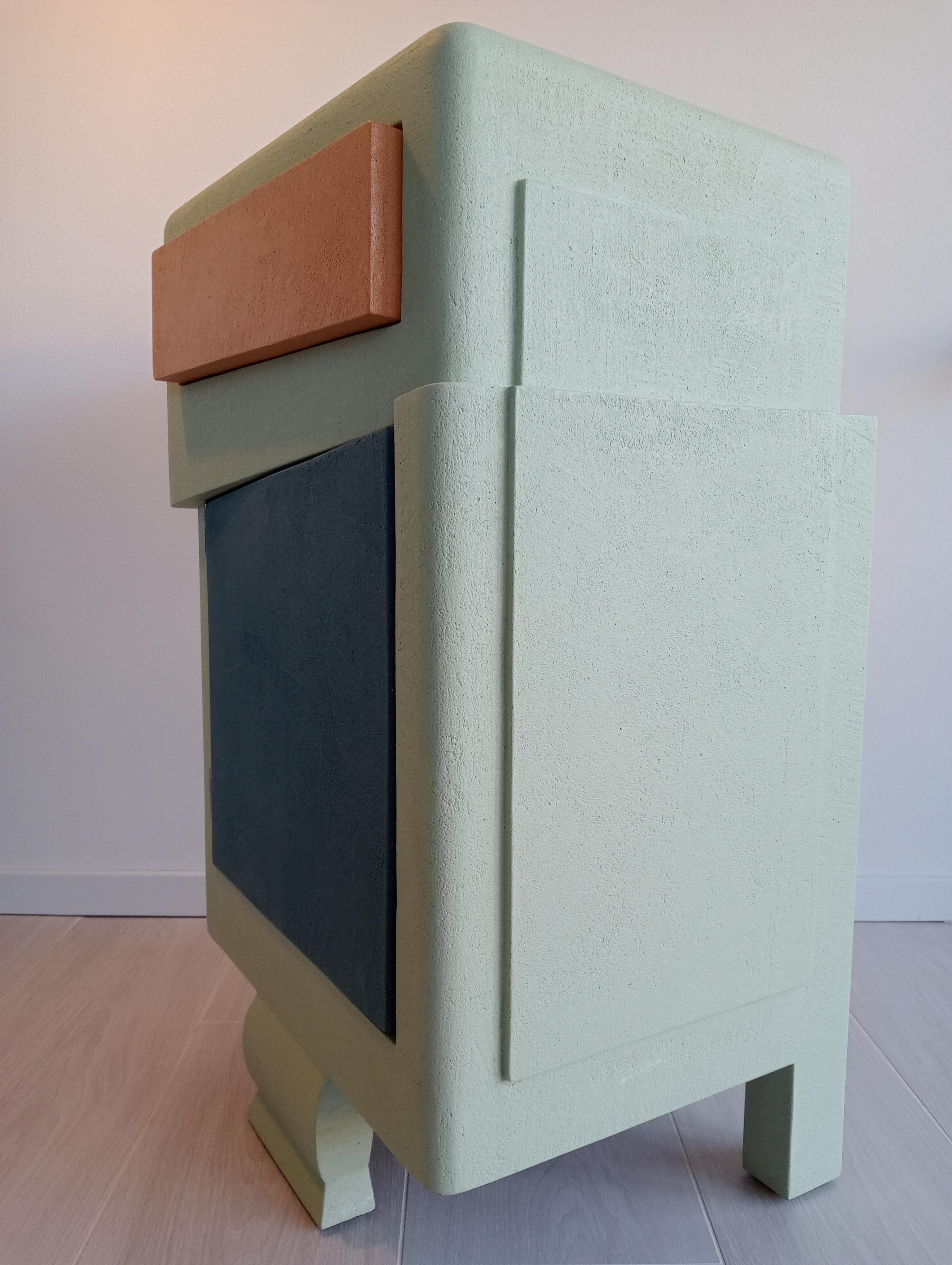 21st Century Cabinet Sculpture Italian Contemporary Design Coloured Wood Resin For Sale 3