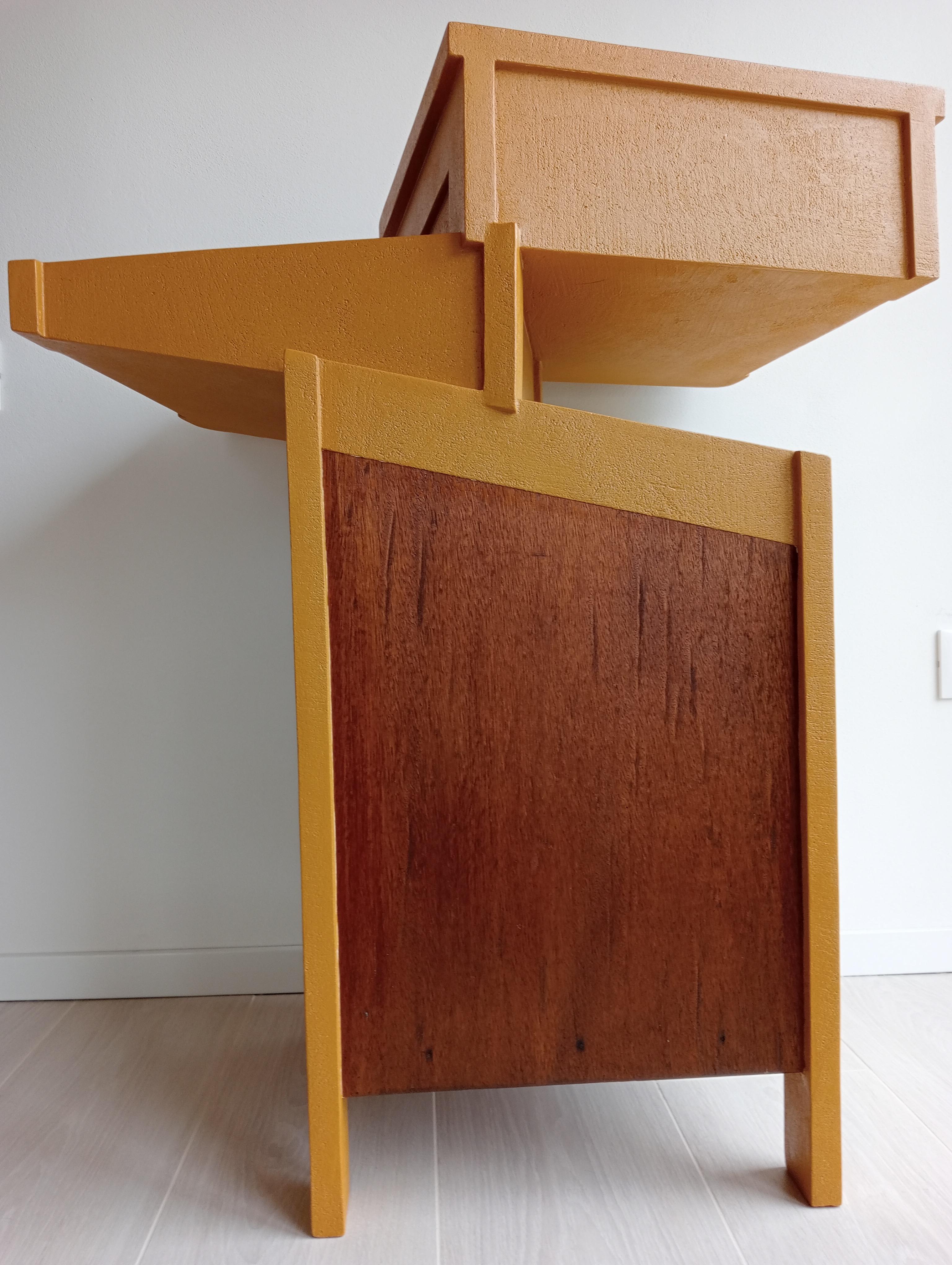 Cabinet Sculpture Italian Design Contemporary in Wood and Resin coloured For Sale 1