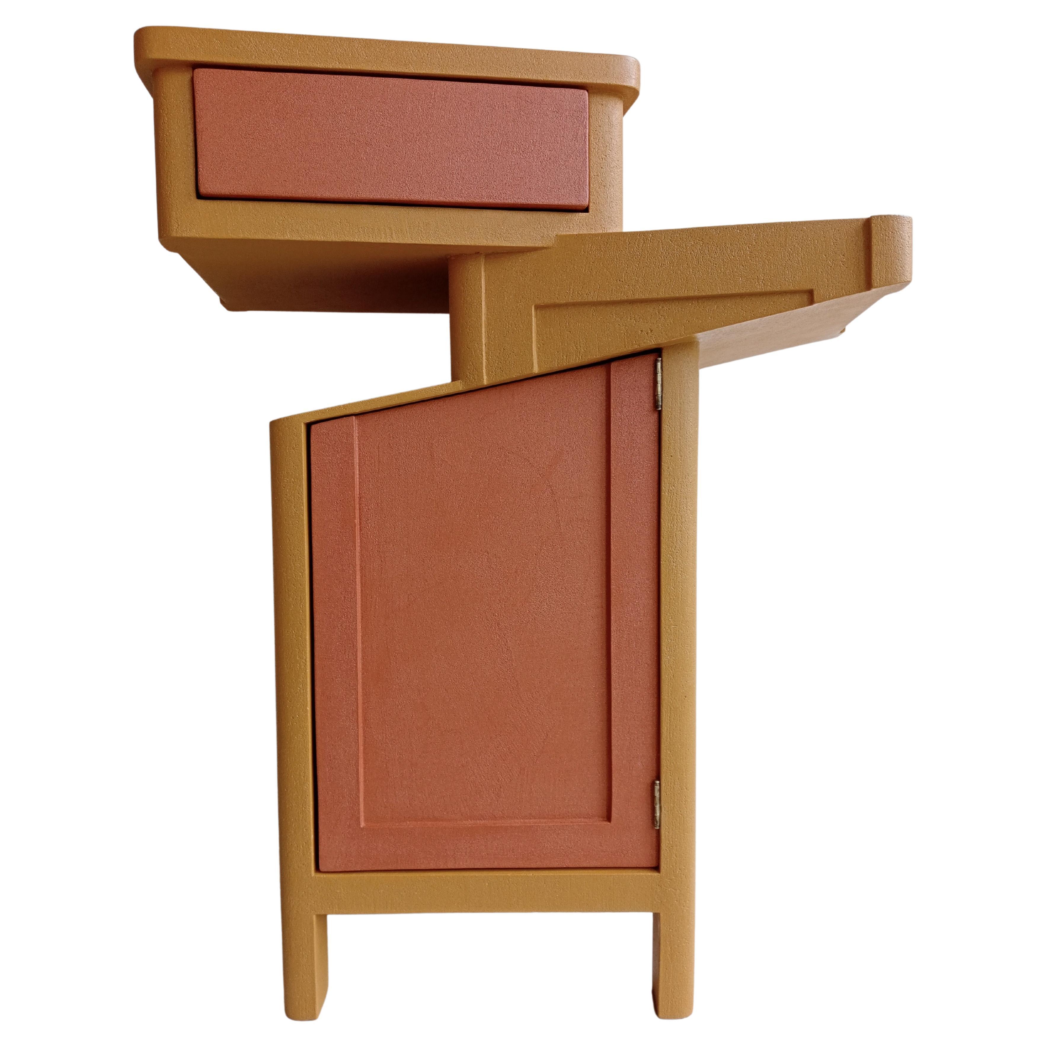 Cabinet Sculpture Italian Design Contemporary in Wood and Resin coloured