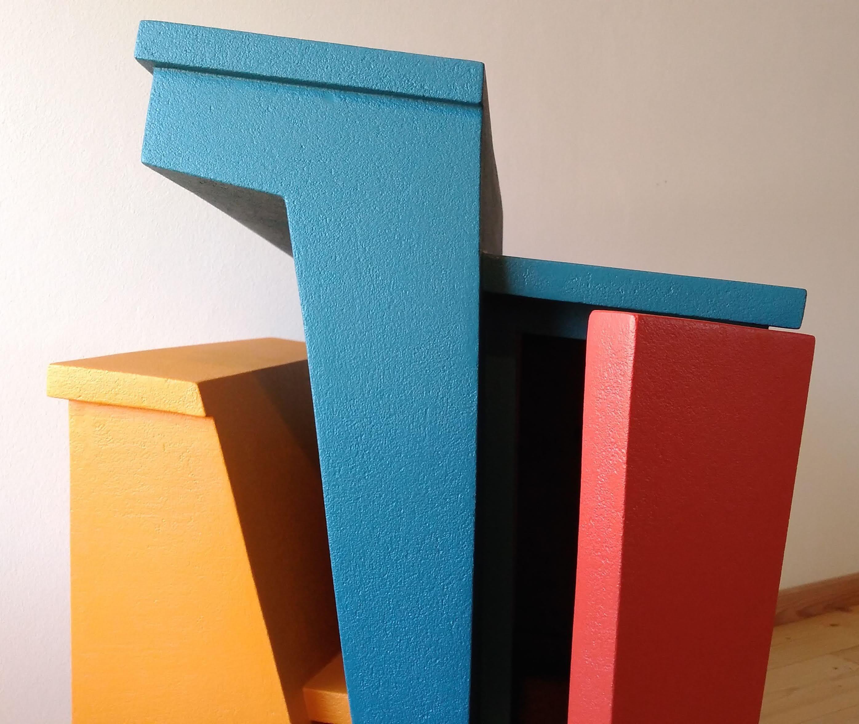 21st Century Italian Cabinet-Sculpture Contemporary in Wood and Colored Resin For Sale 1