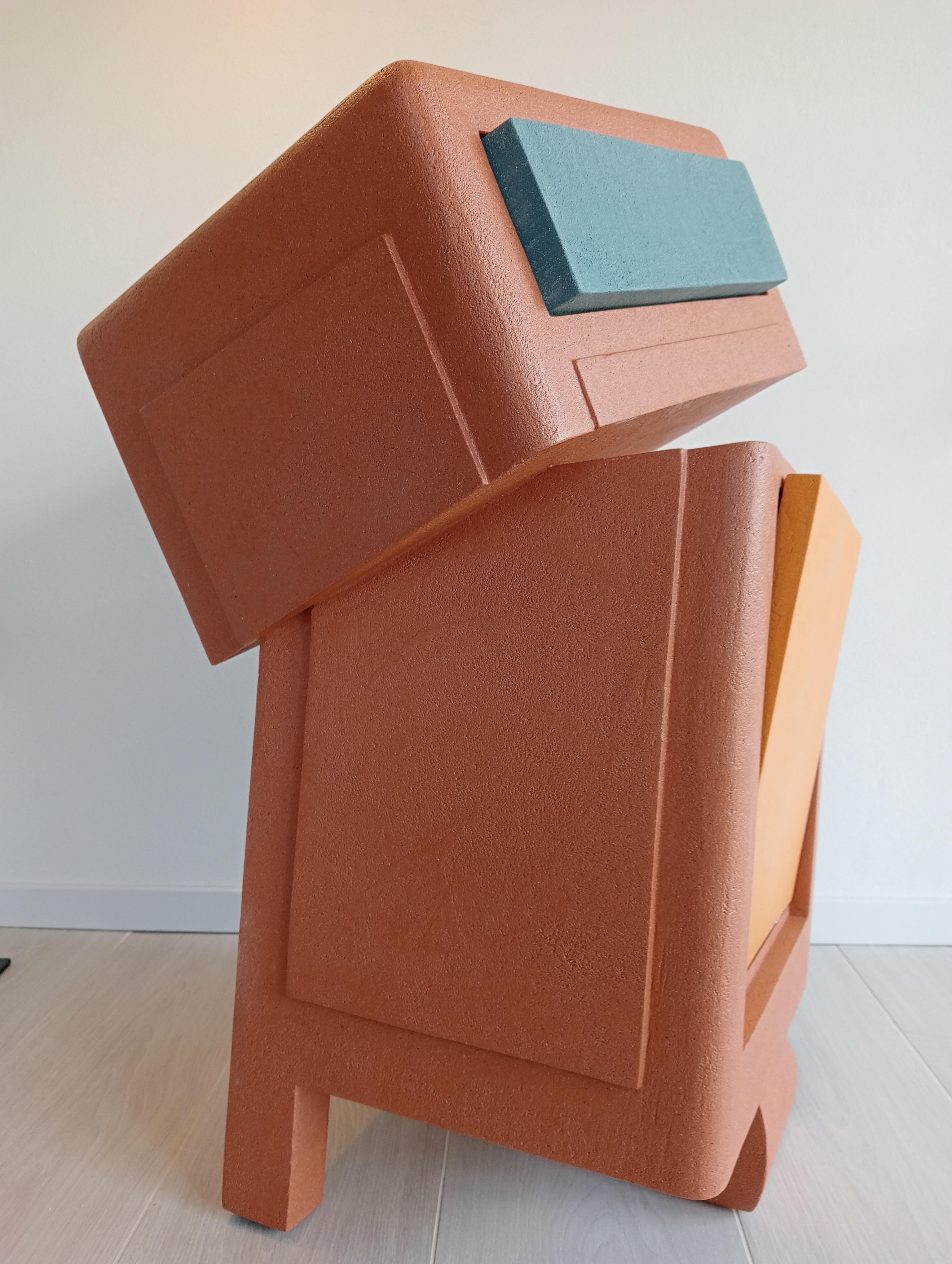 21st Century Cabinet Sculpture Italian Contemporary Design in Wood and Resin In Good Condition For Sale In Budoia, IT