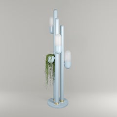 21st Century Cactus Floor Lamp Lacquered Metal and Opal Glass by Creativemary