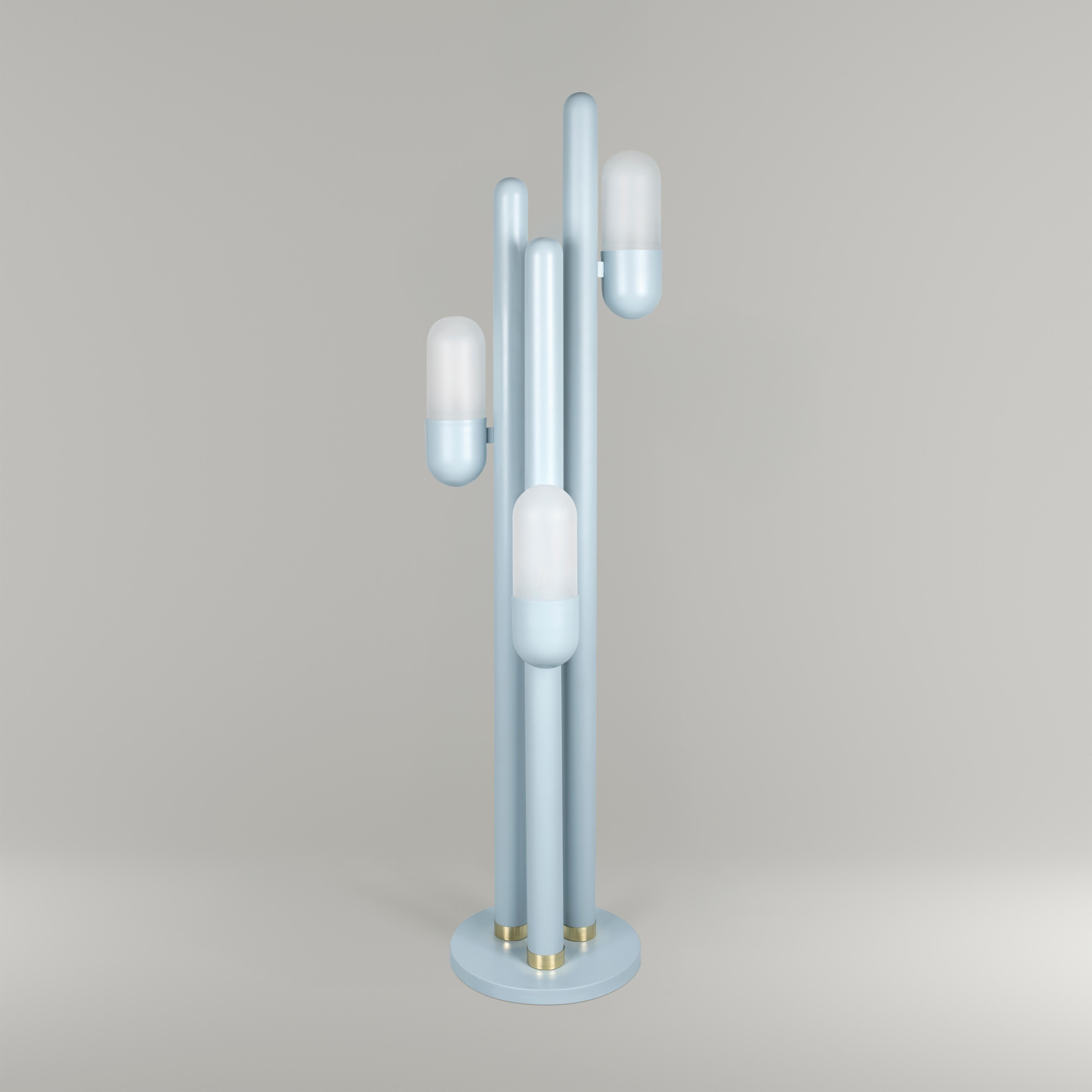 Lampadaire Cactus du 21e siècle, métal laqué et verre blanc par Creativemary Neuf - En vente à RIO TINTO, PT