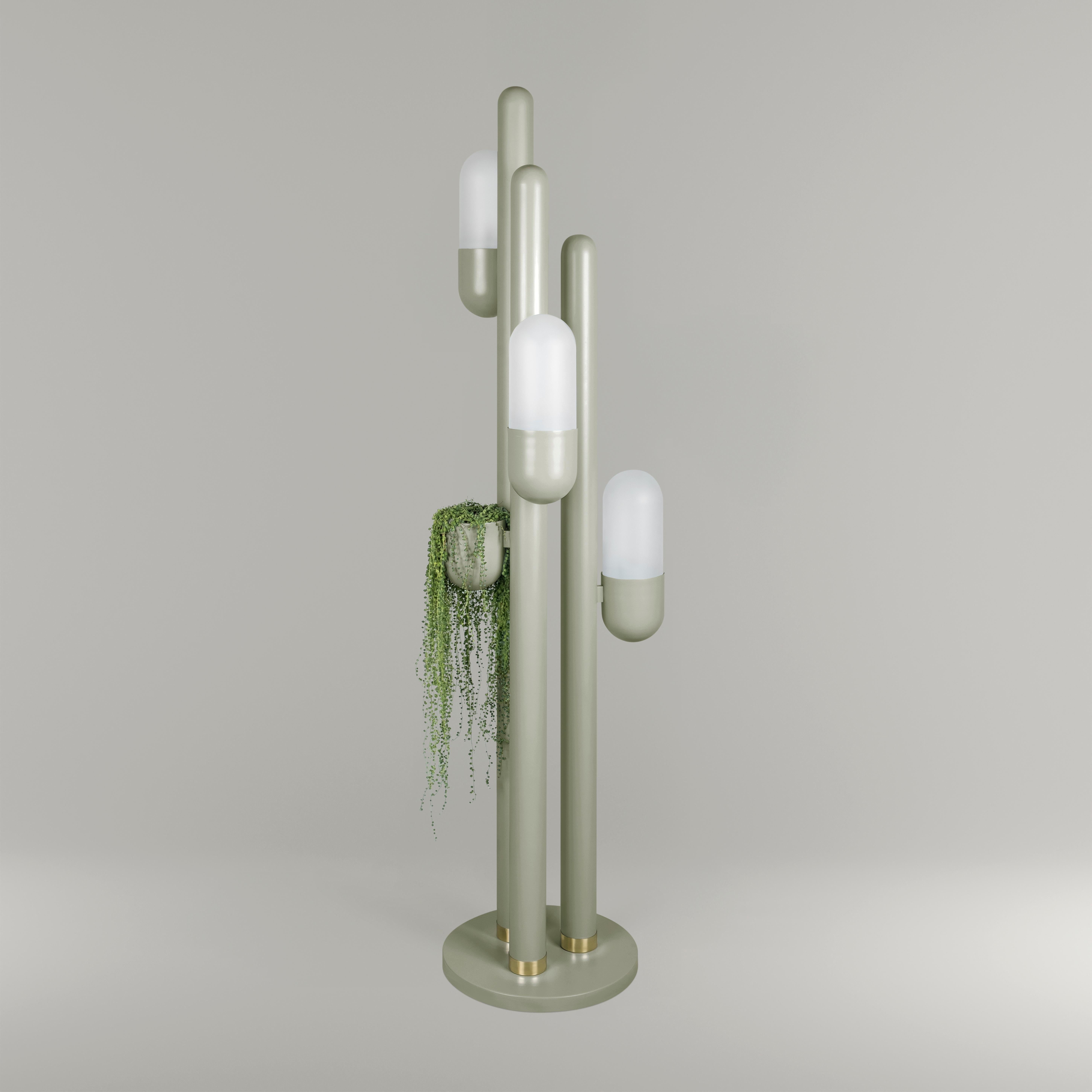 XXIe siècle et contemporain Lampadaire Cactus du 21e siècle, métal laqué et verre blanc par Creativemary en vente