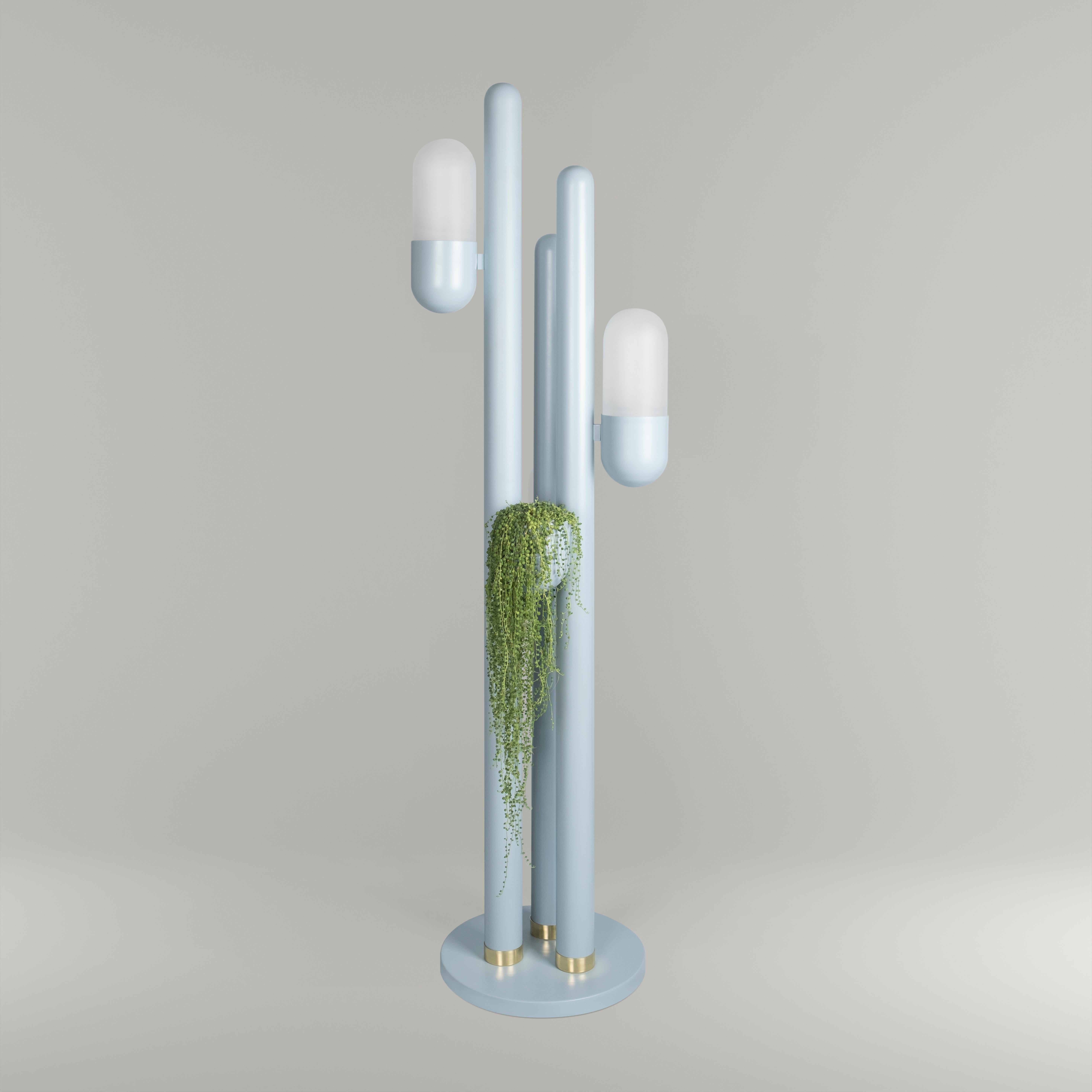 Métal Lampadaire Cactus du 21e siècle, métal laqué et verre blanc par Creativemary en vente