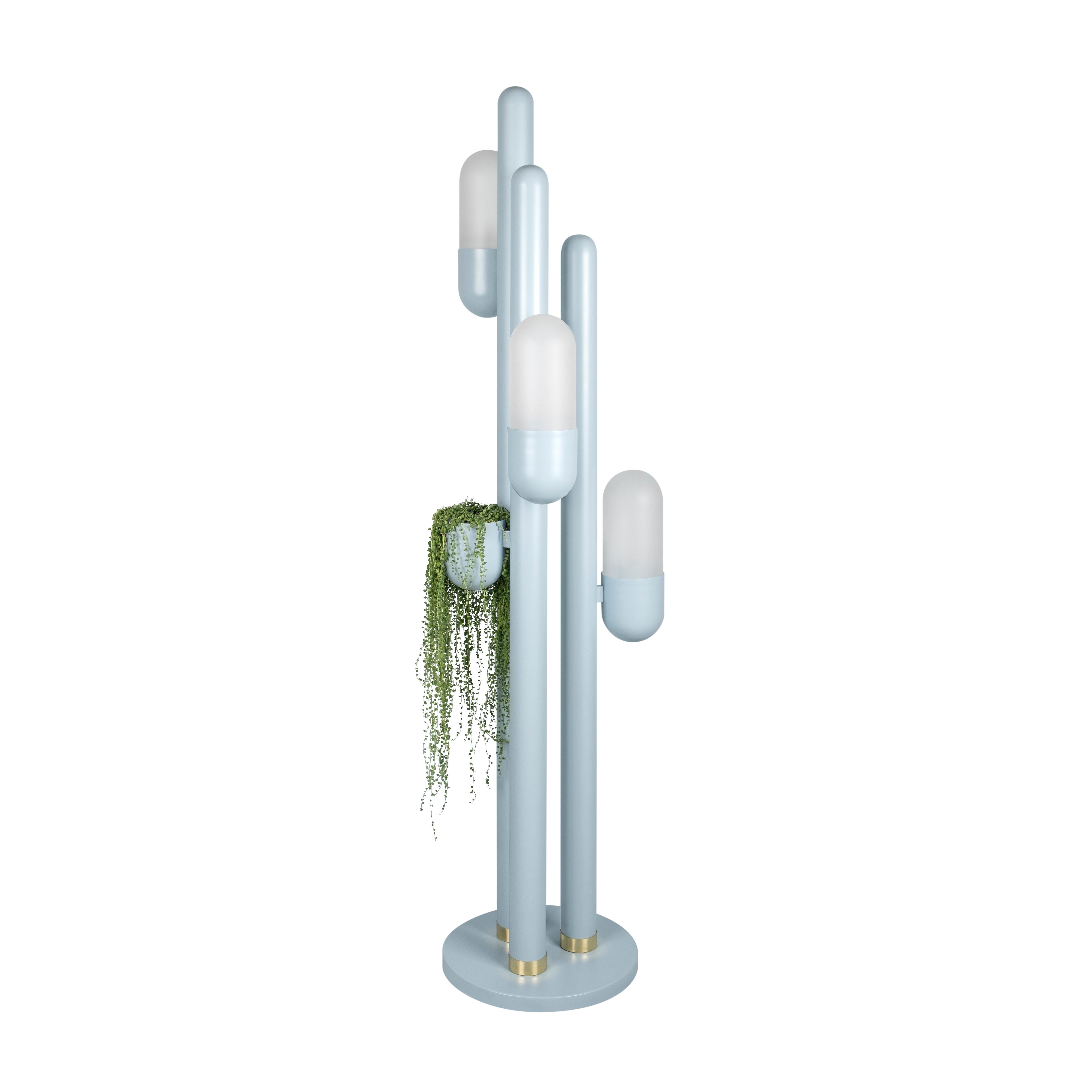 Lampadaire Cactus du 21e siècle, métal laqué et verre blanc par Creativemary en vente 1