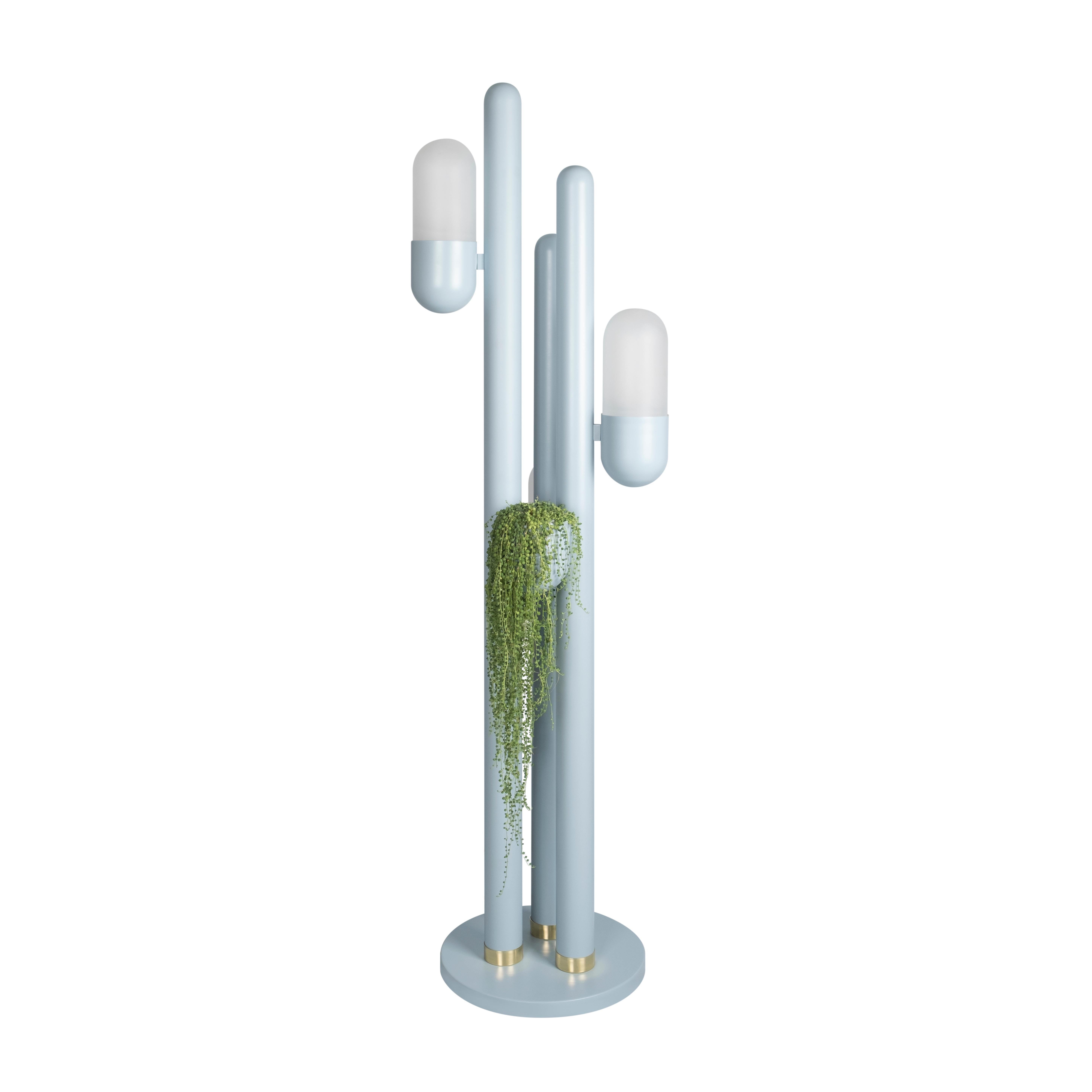 Lampadaire Cactus du 21e siècle, métal laqué et verre blanc par Creativemary en vente 4