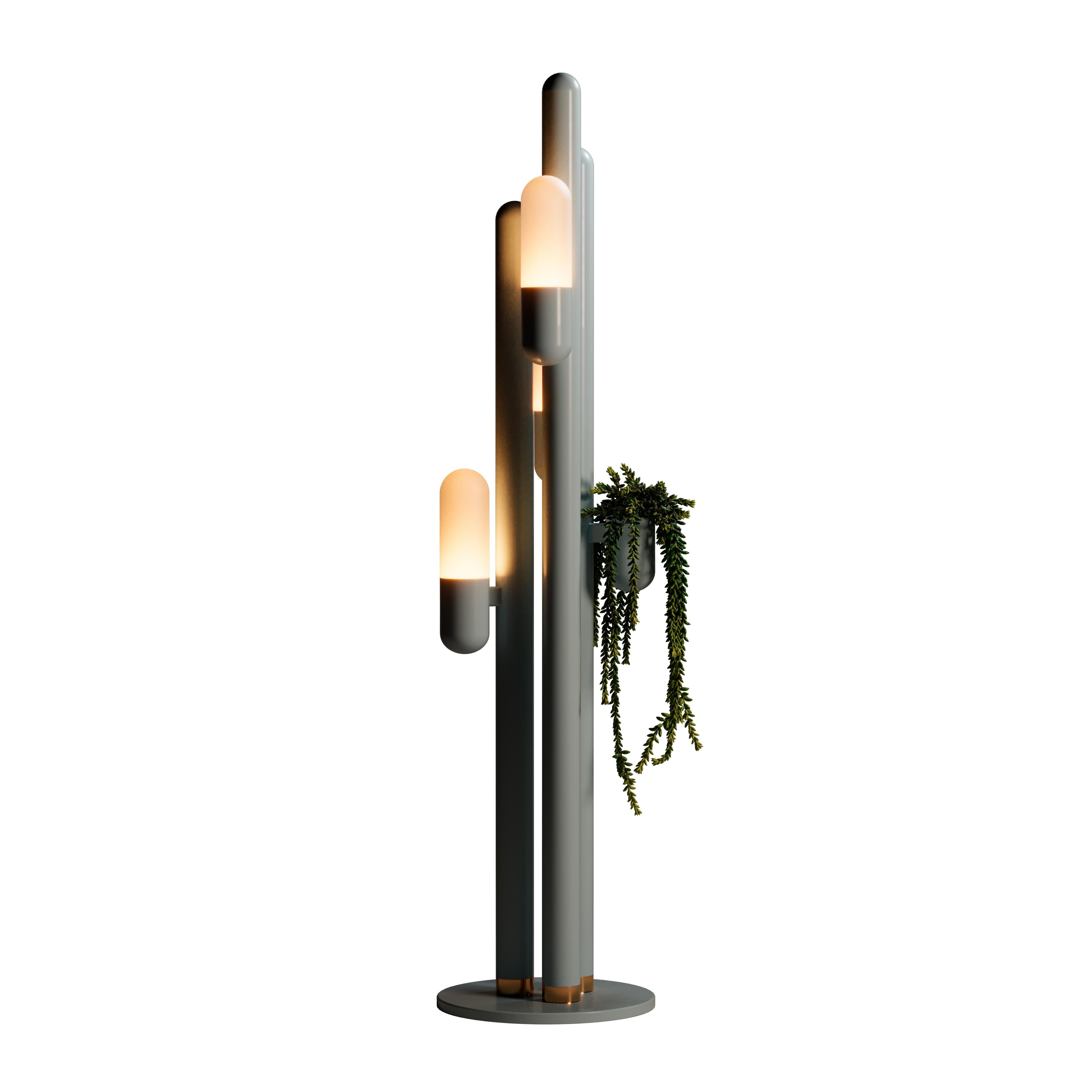 21st Century Cactus Floor Lamp Lacquered Metal and white Glass by Creativemary For Sale 8