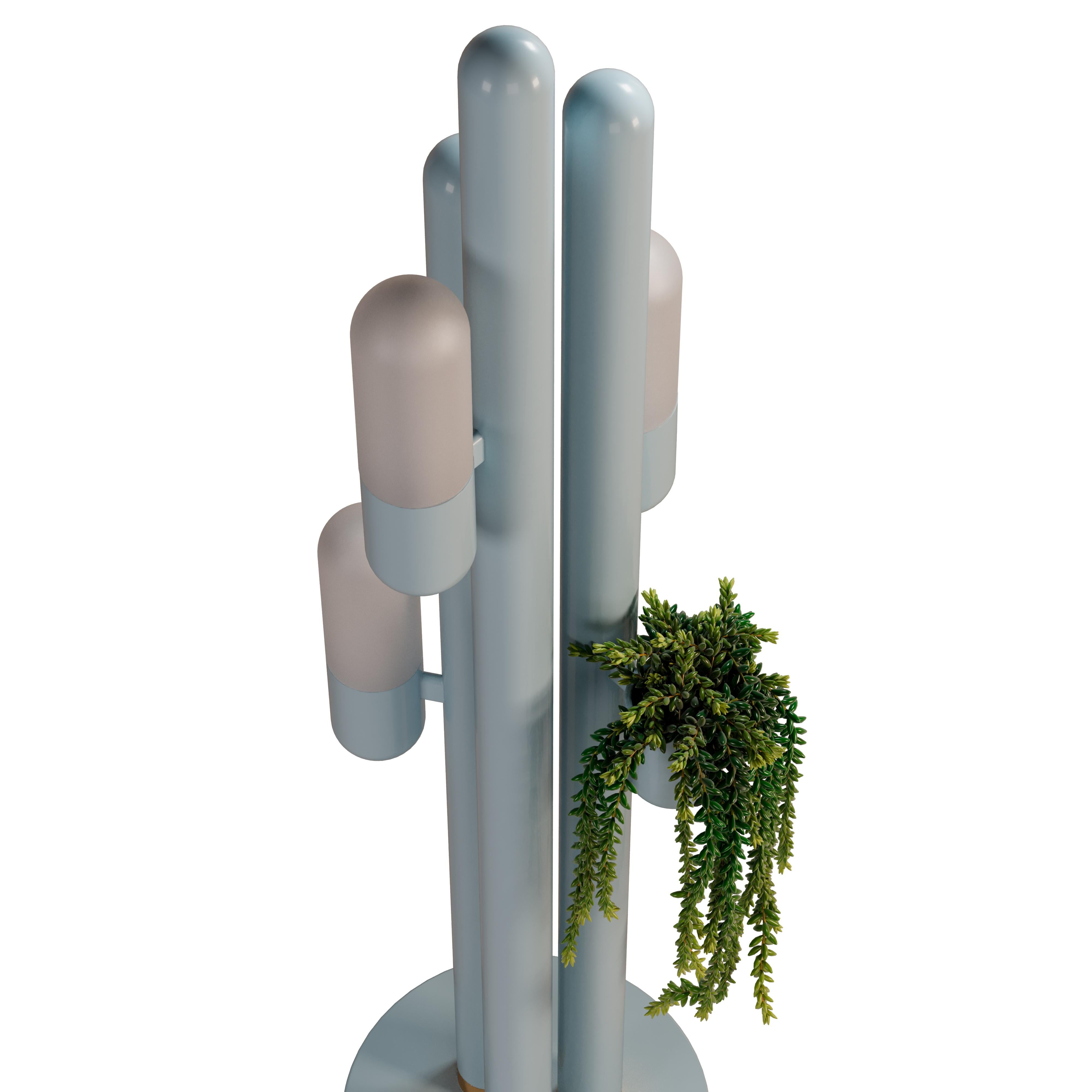 21st Century Cactus Floor Lamp Lacquered Metal and white Glass by Creativemary For Sale 9