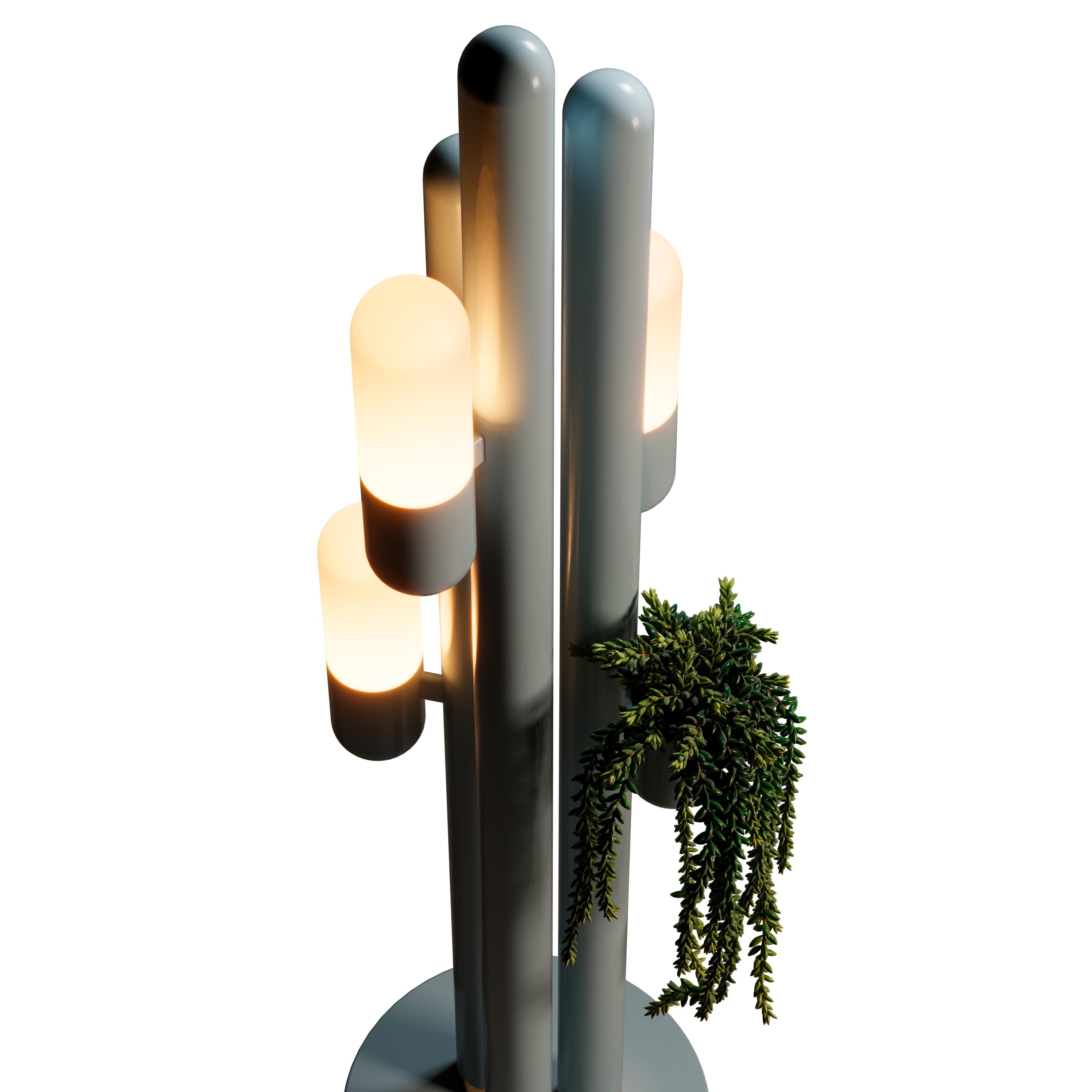 21st Century Cactus Floor Lamp Lacquered Metal and white Glass by Creativemary For Sale 10