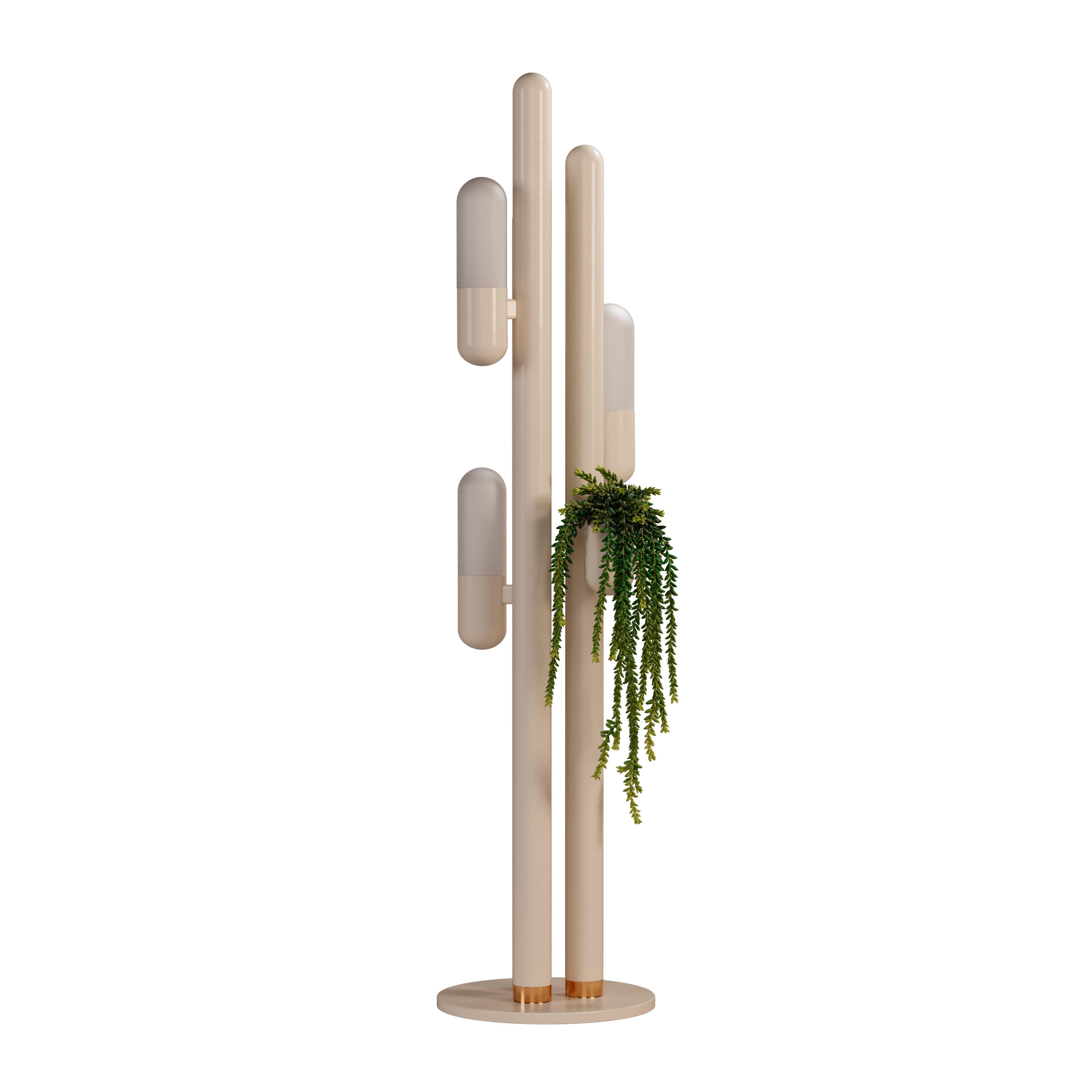 21st Century Cactus Floor Lamp Lacquered Metal and white Glass by Creativemary In New Condition For Sale In RIO TINTO, PT