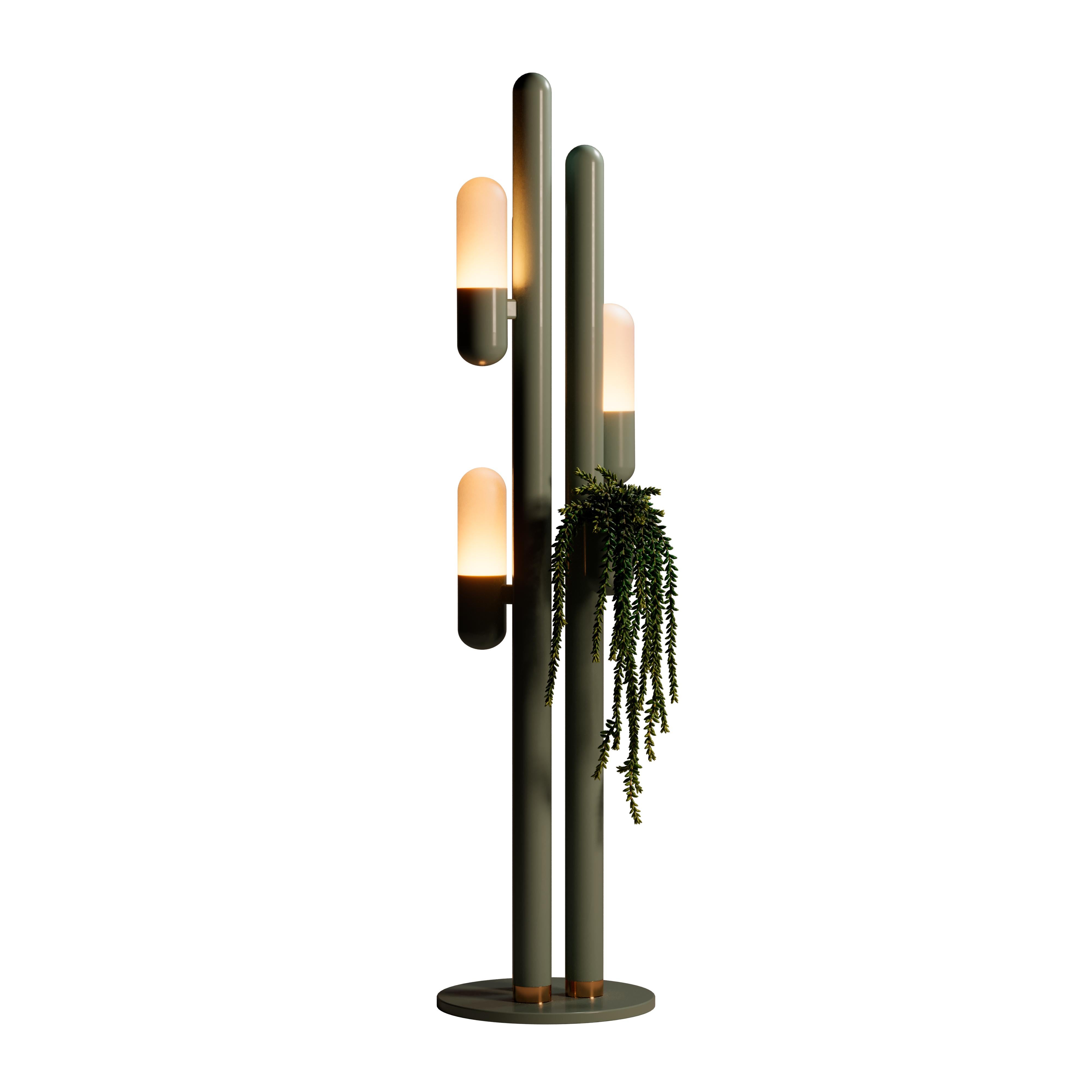 21st Century Cactus Floor Lamp Lacquered Metal and white Glass by Creativemary For Sale 2
