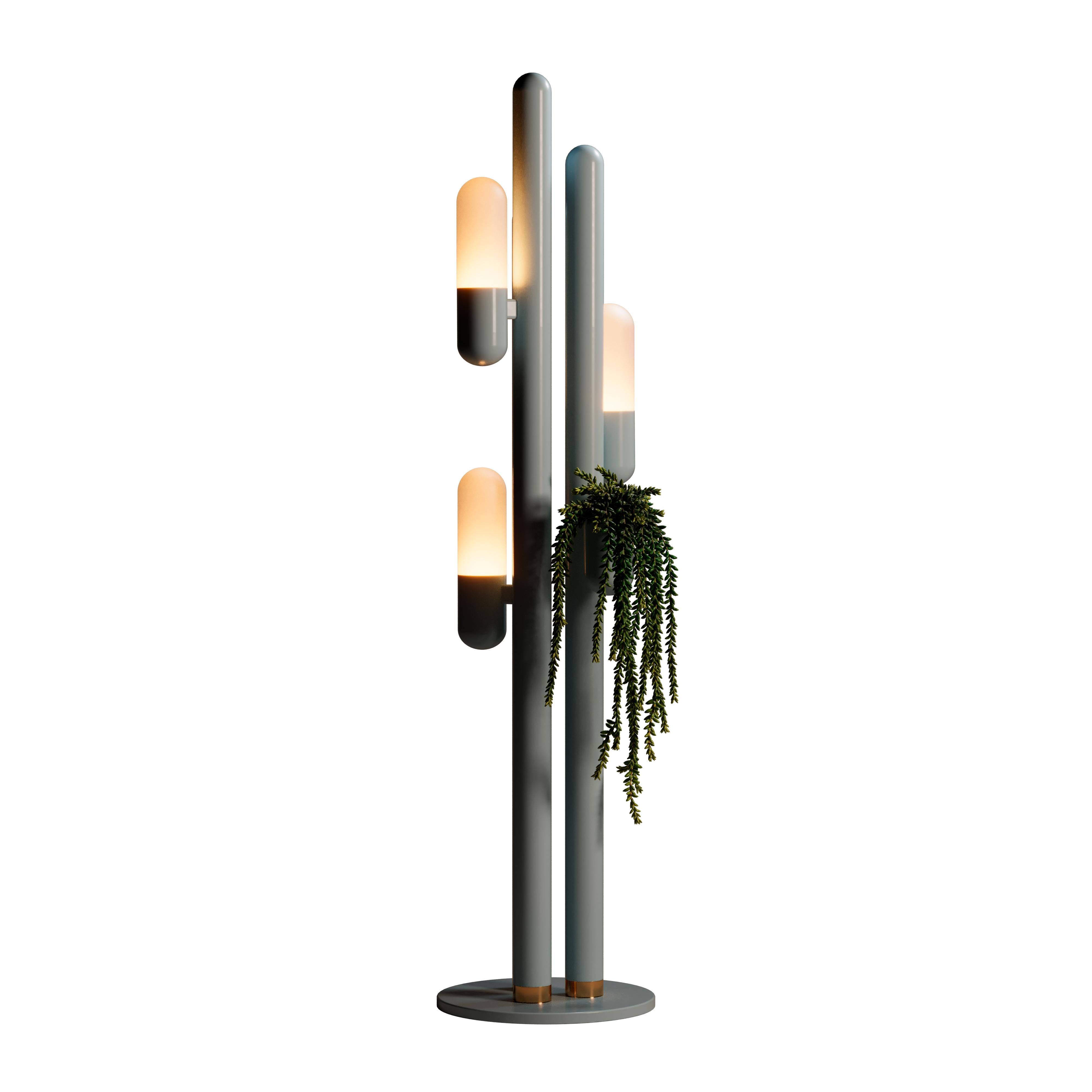 21st Century Cactus Floor Lamp Lacquered Metal and white Glass by Creativemary For Sale 3