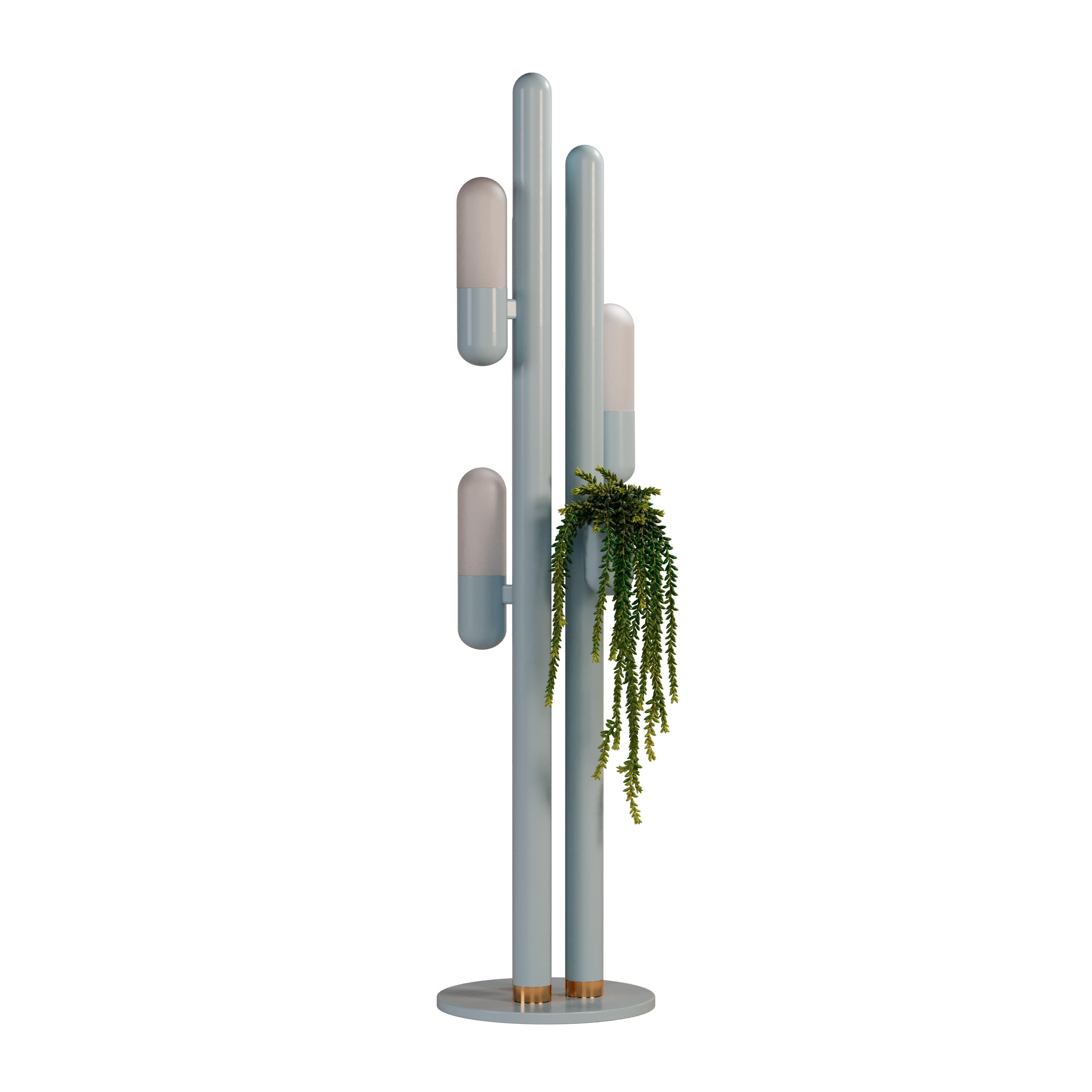 21st Century Cactus Floor Lamp Lacquered Metal and white Glass by Creativemary For Sale 4