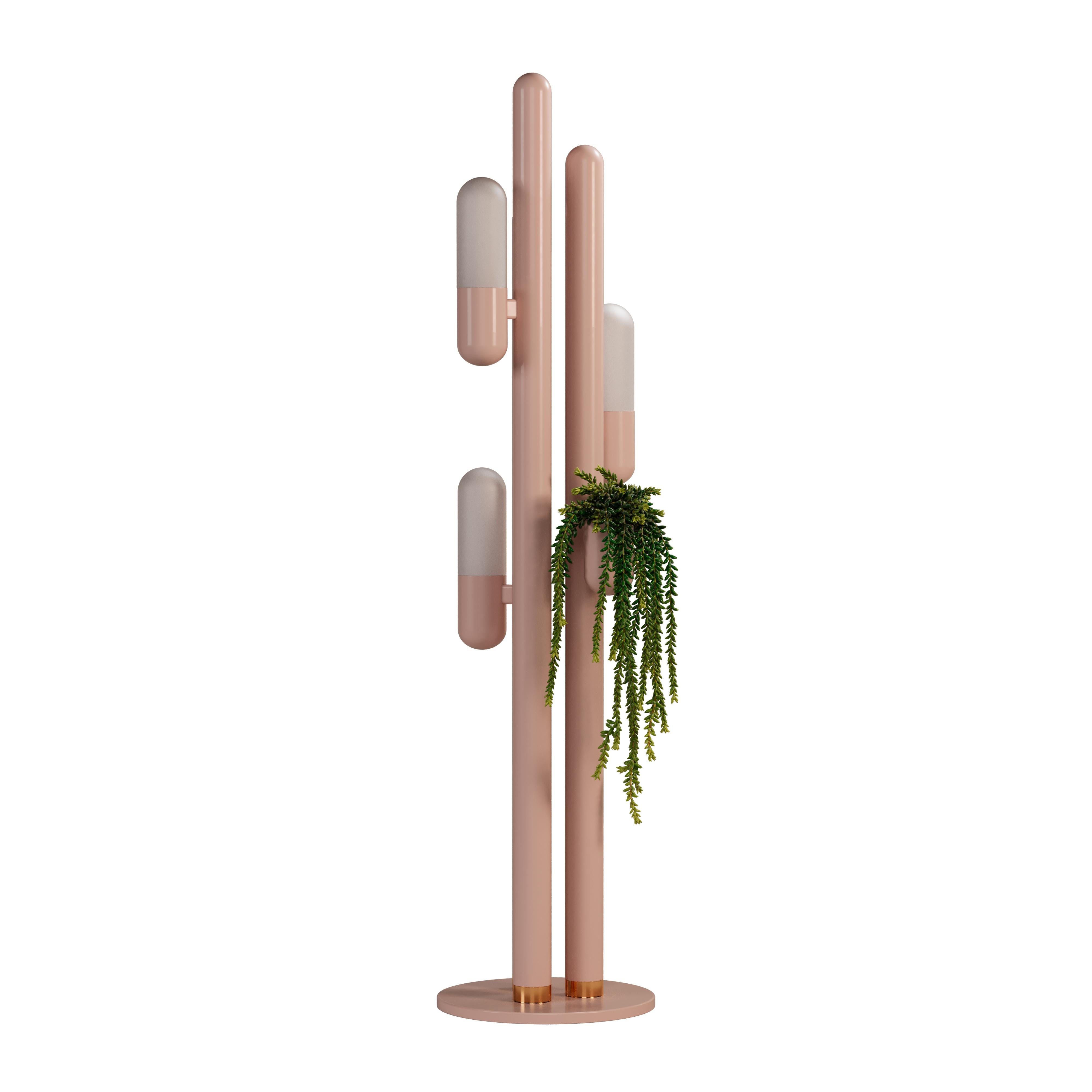 21st Century Cactus Floor Lamp Lacquered Metal and white Glass by Creativemary For Sale 5