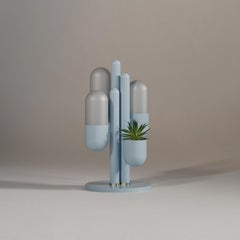 21st Century Cactus Table Lamp Lacquered Metal Opal Glass by Creativemary