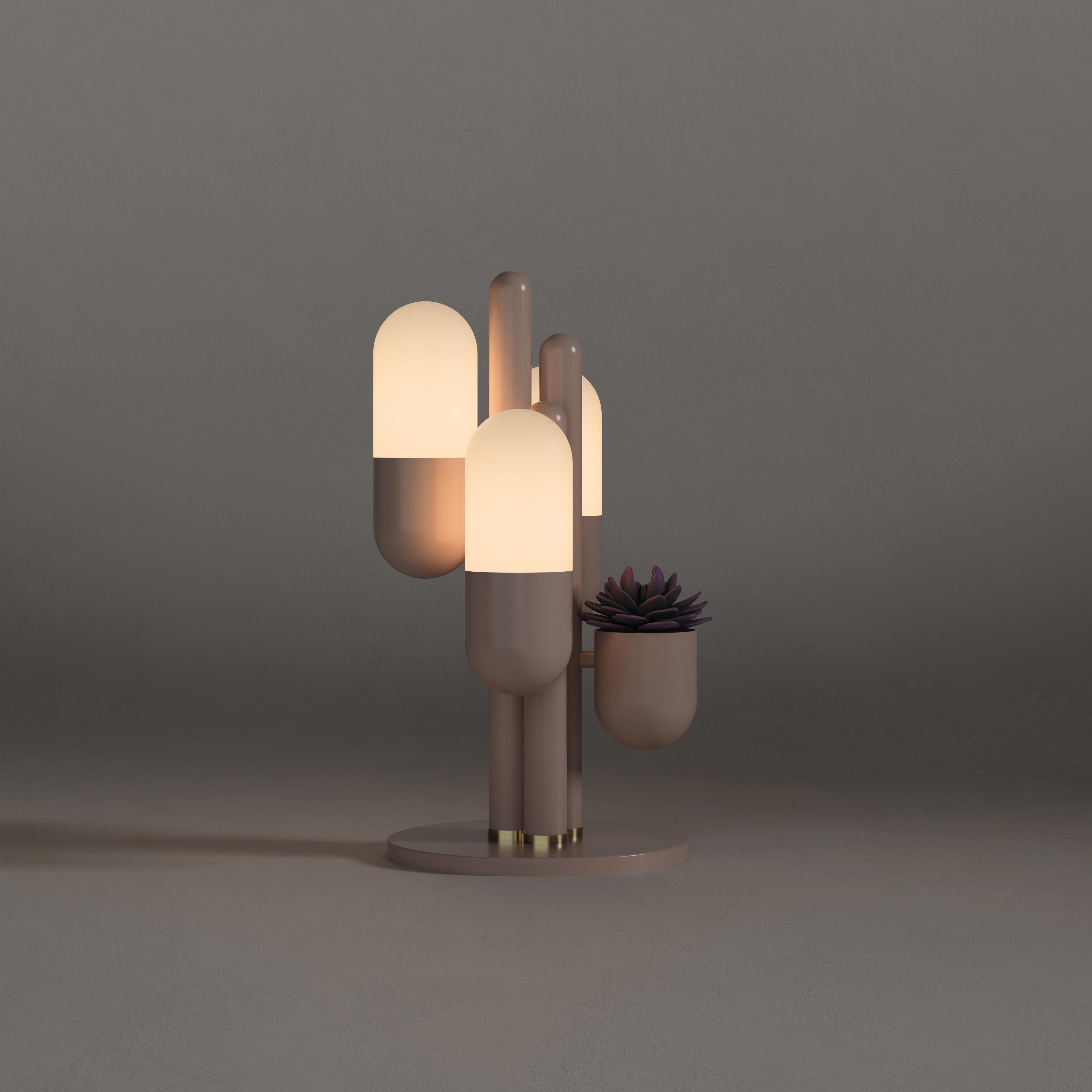 Lampe de table Cactus du 21e siècle Métal laqué Verre opale par Creativemary en vente 2