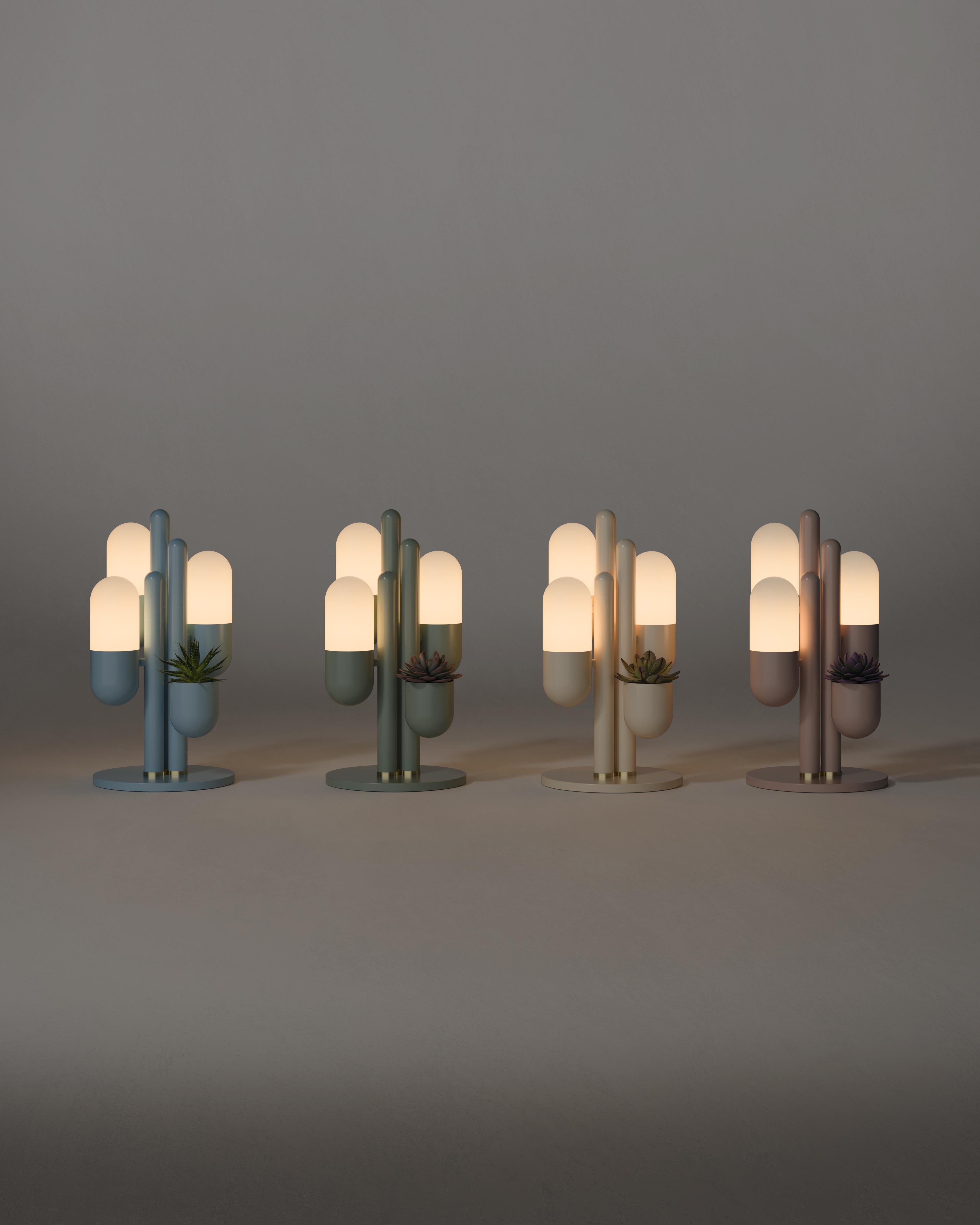 Lampe de table Cactus du 21e siècle Métal laqué Verre opale par Creativemary en vente 3