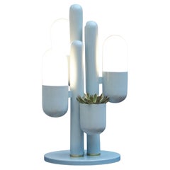 21st Century Cactus Table Lamp Lacquered Metal Opal Glass by Creativemary