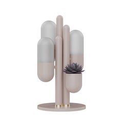 21st Century Cactus Table Lamp Lacquered Metal Opal Glass by Creativemary